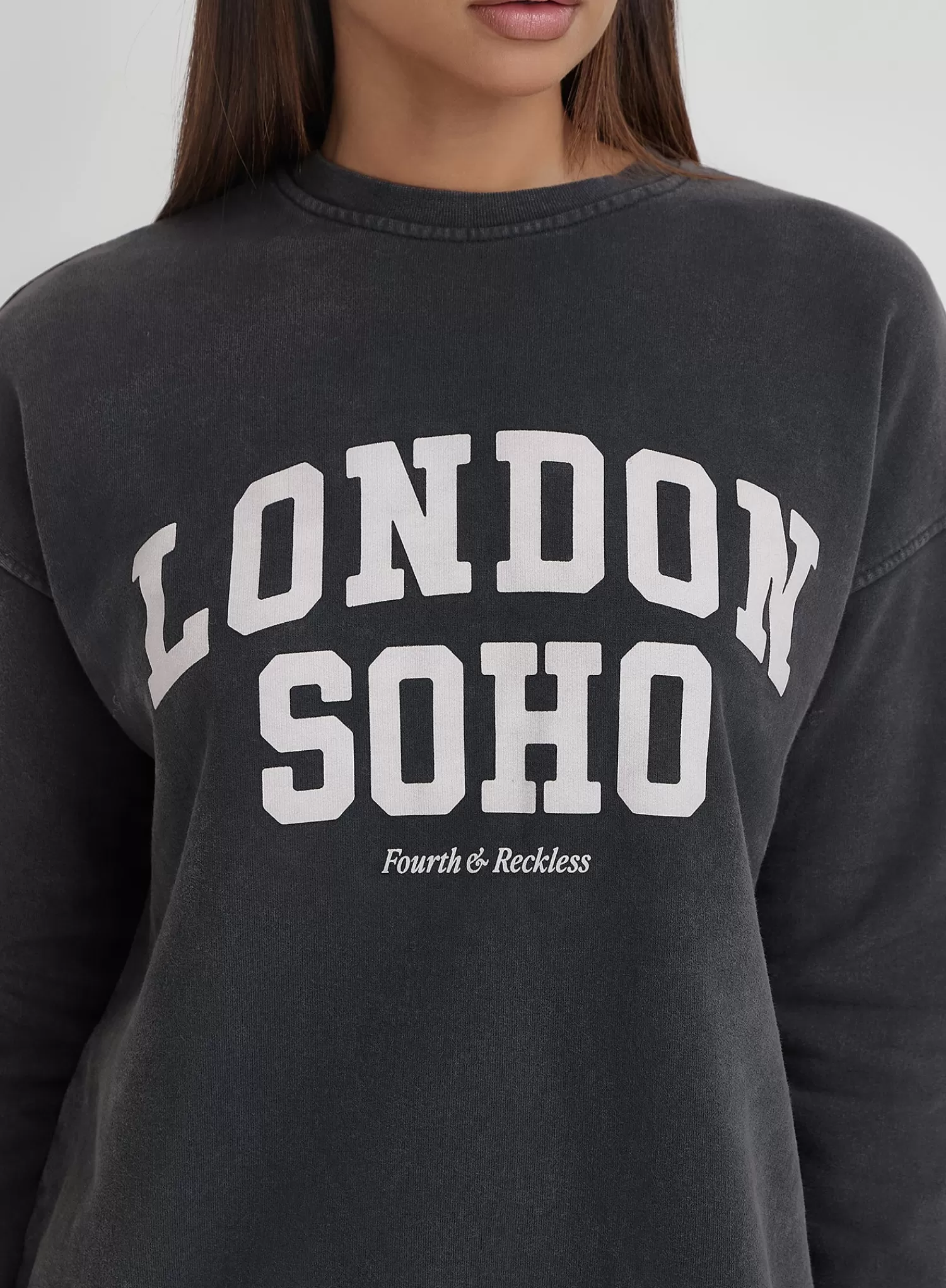 Acid Wash London Slogan Classic Longline Sweatshirt- London-4th & Reckless Best Sale