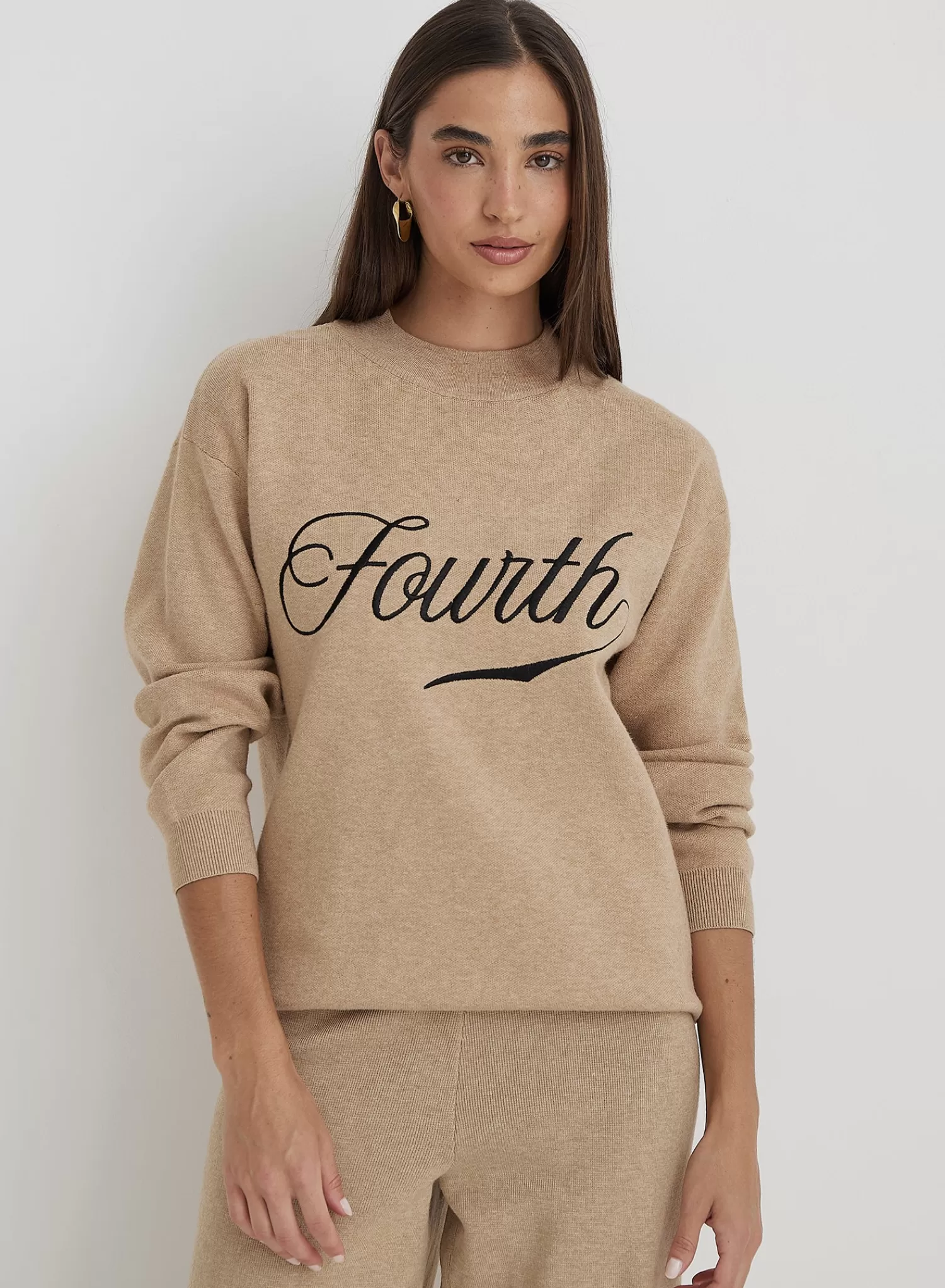 Beige Knitted Fourth Jumper- Avery-4th & Reckless Store