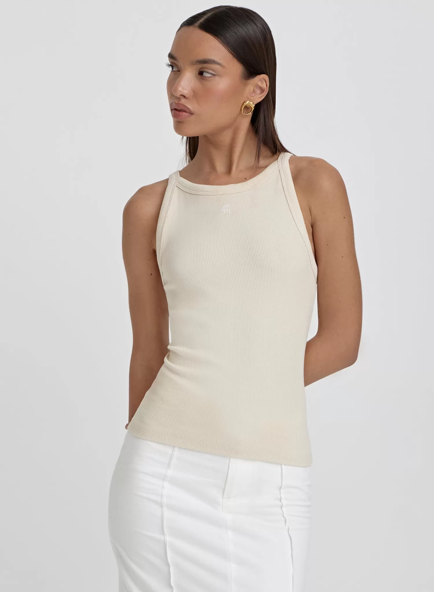 Beige Ribbed 4th Racer Vest- Rhea-4th & Reckless Discount