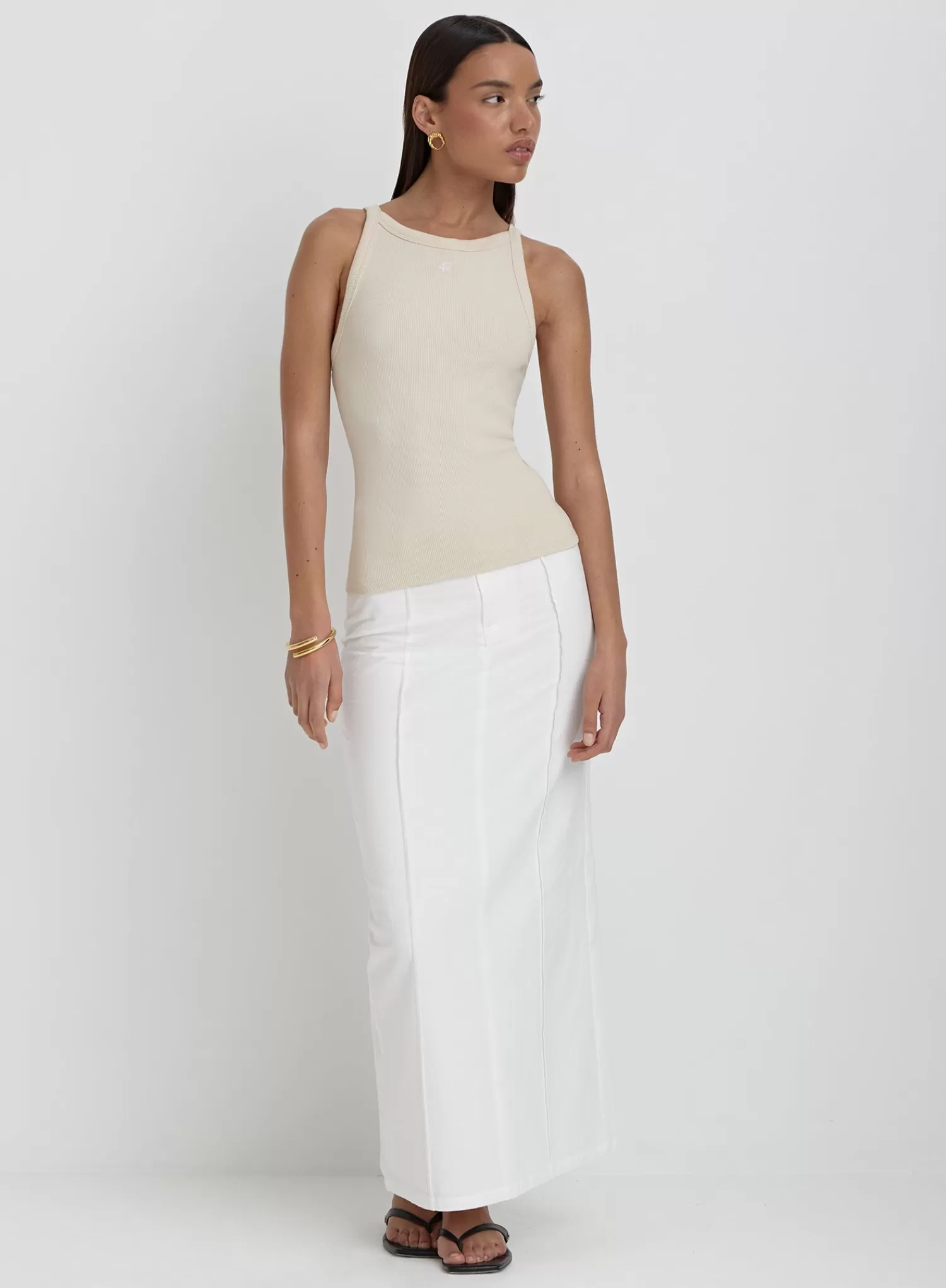 Beige Ribbed 4th Racer Vest- Rhea-4th & Reckless Discount