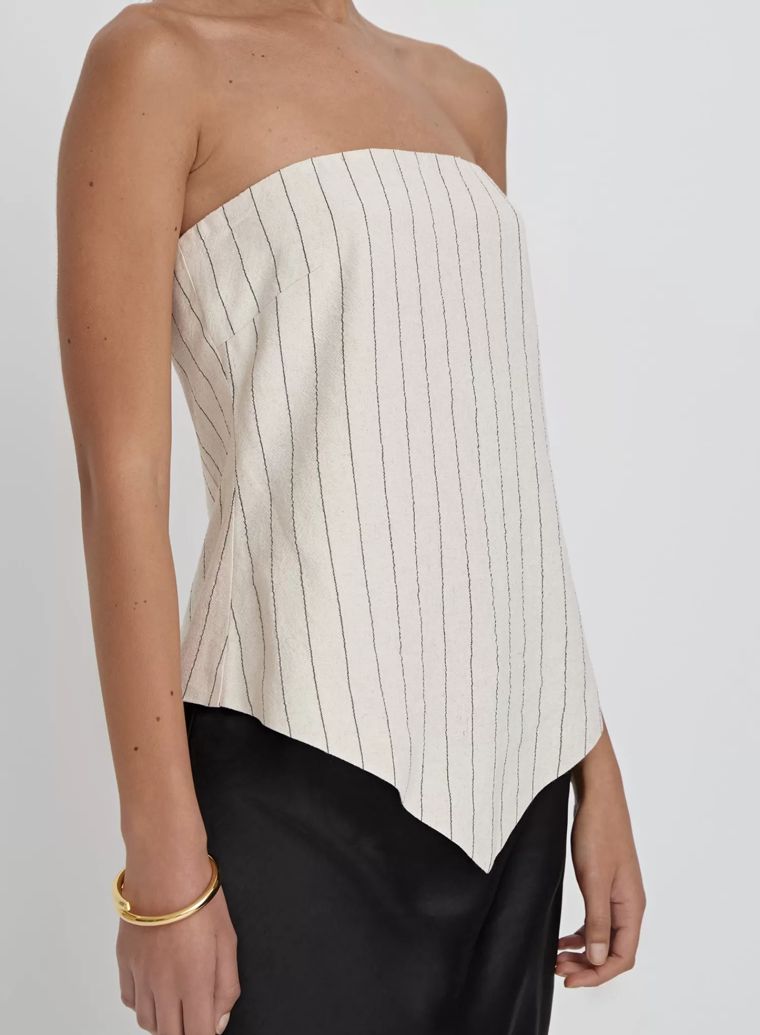 Beige Striped Linen Bandeau Top- Alai-4th & Reckless Cheap