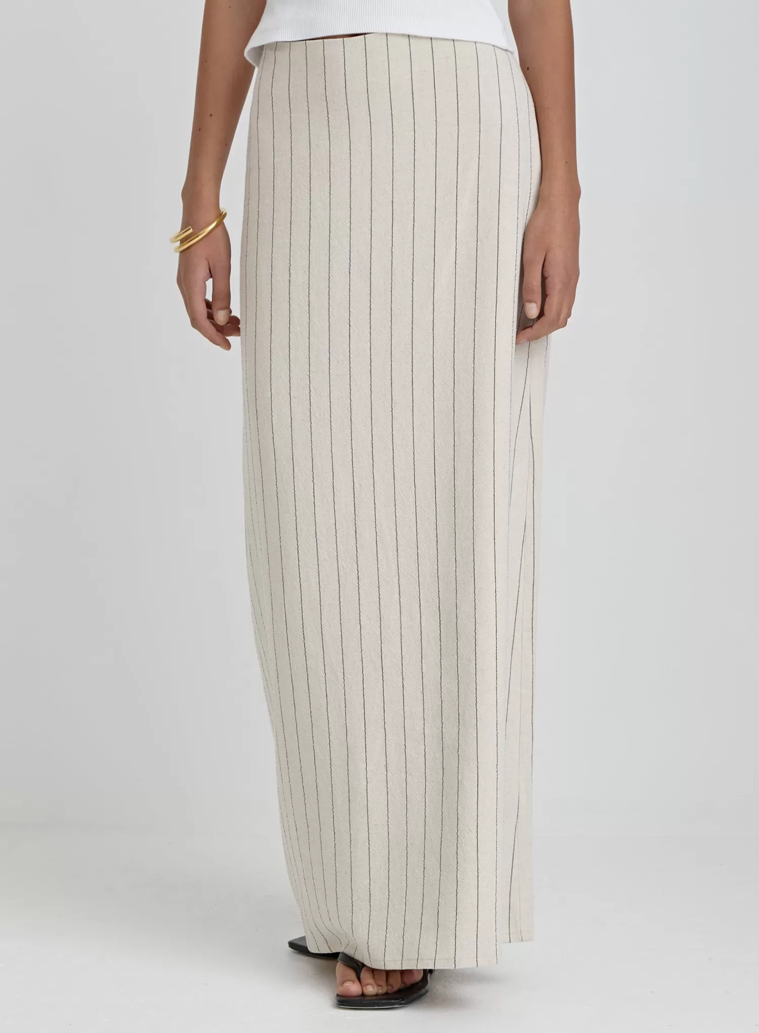 Beige Striped Linen Maxi Skirt- Alai-4th & Reckless Flash Sale