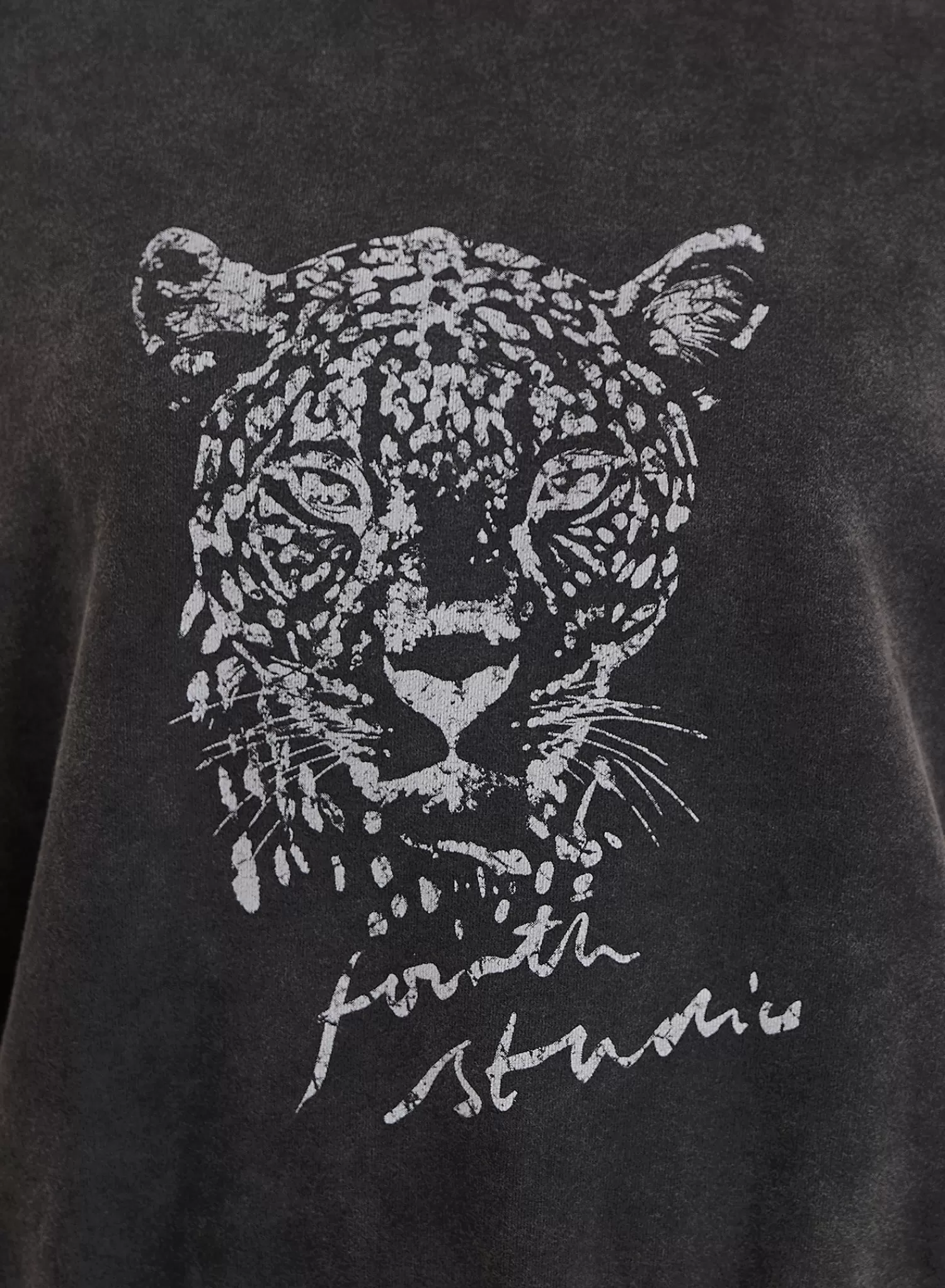 Black Acid Wash Leopard Motif Oversized Sweatshirt- Cara-4th & Reckless Best Sale