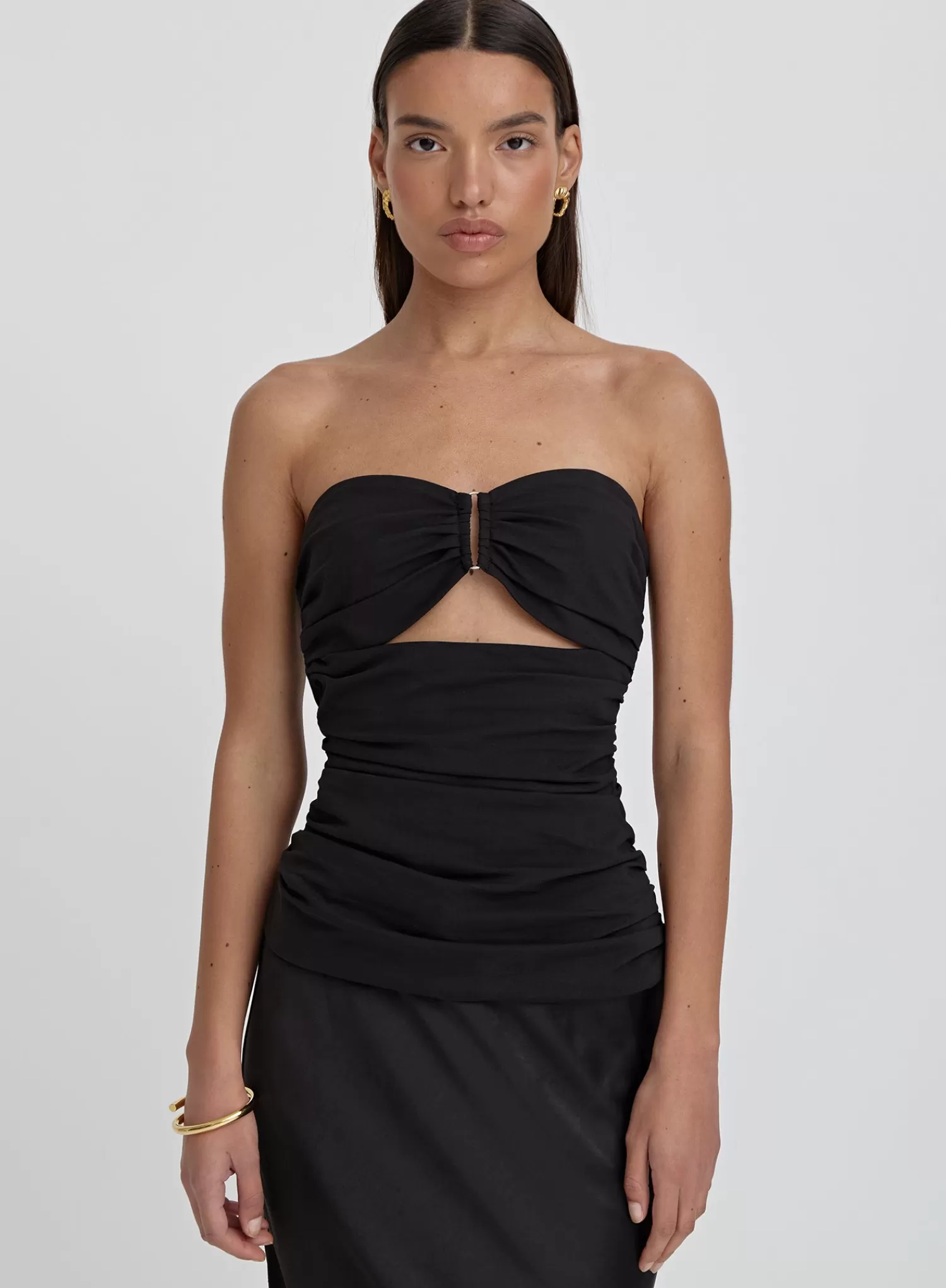 Black Bandeau Cut Out Detail Top- Indi-4th & Reckless Outlet