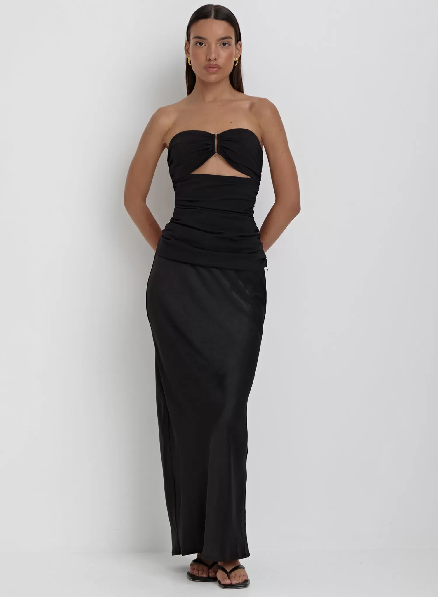 Black Bandeau Cut Out Detail Top- Indi-4th & Reckless Outlet