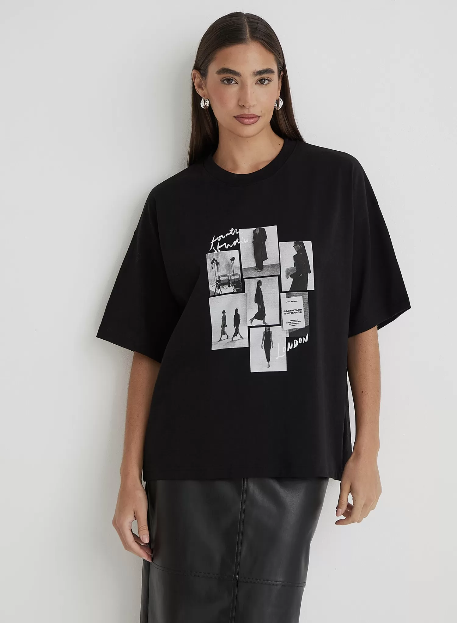Black Catwalk Polaroid Graphic T-Shirt- Bruni-4th & Reckless Cheap