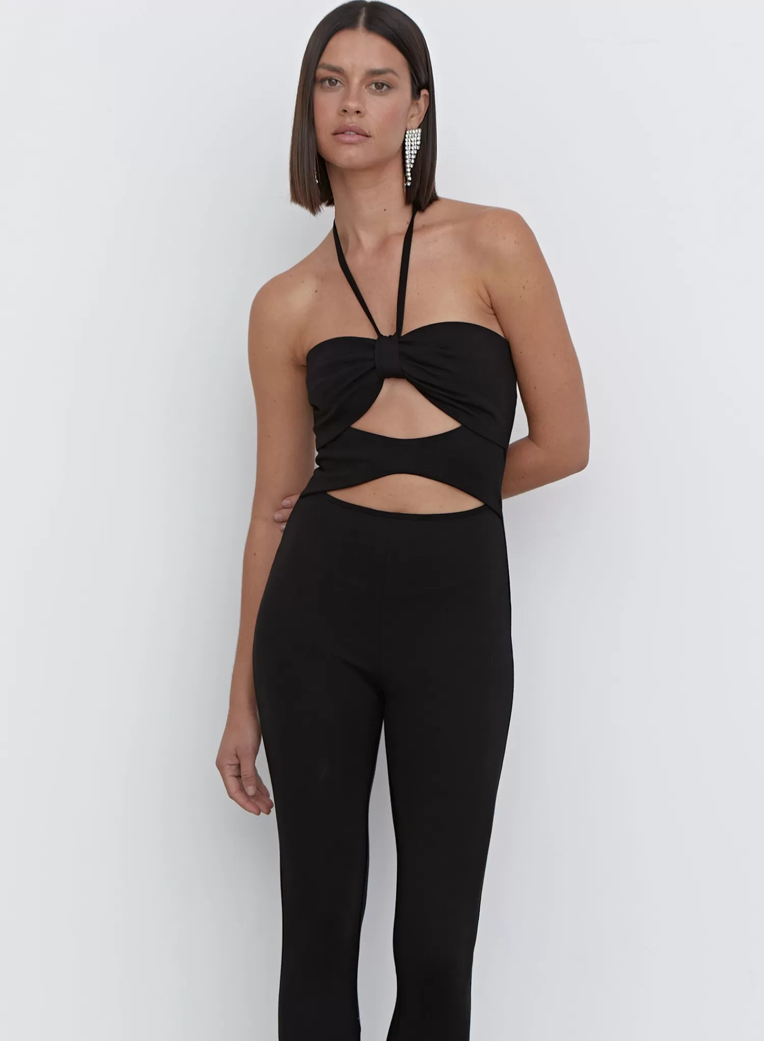 Black Cut Out Halterneck Jumpsuit - Blanche-4th & Reckless Best