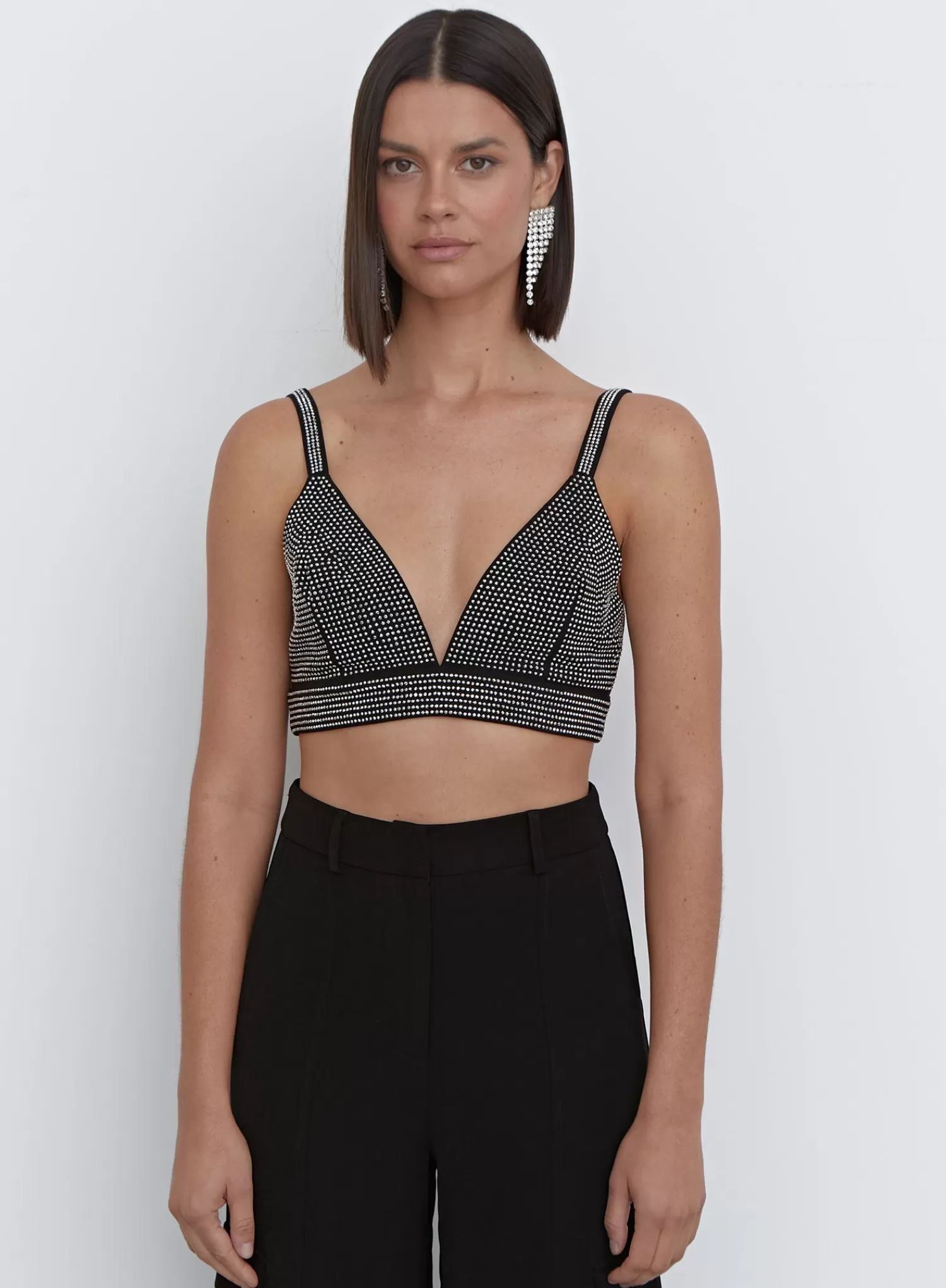 Black Diamante Bralet Top - Dasha-4th & Reckless Fashion
