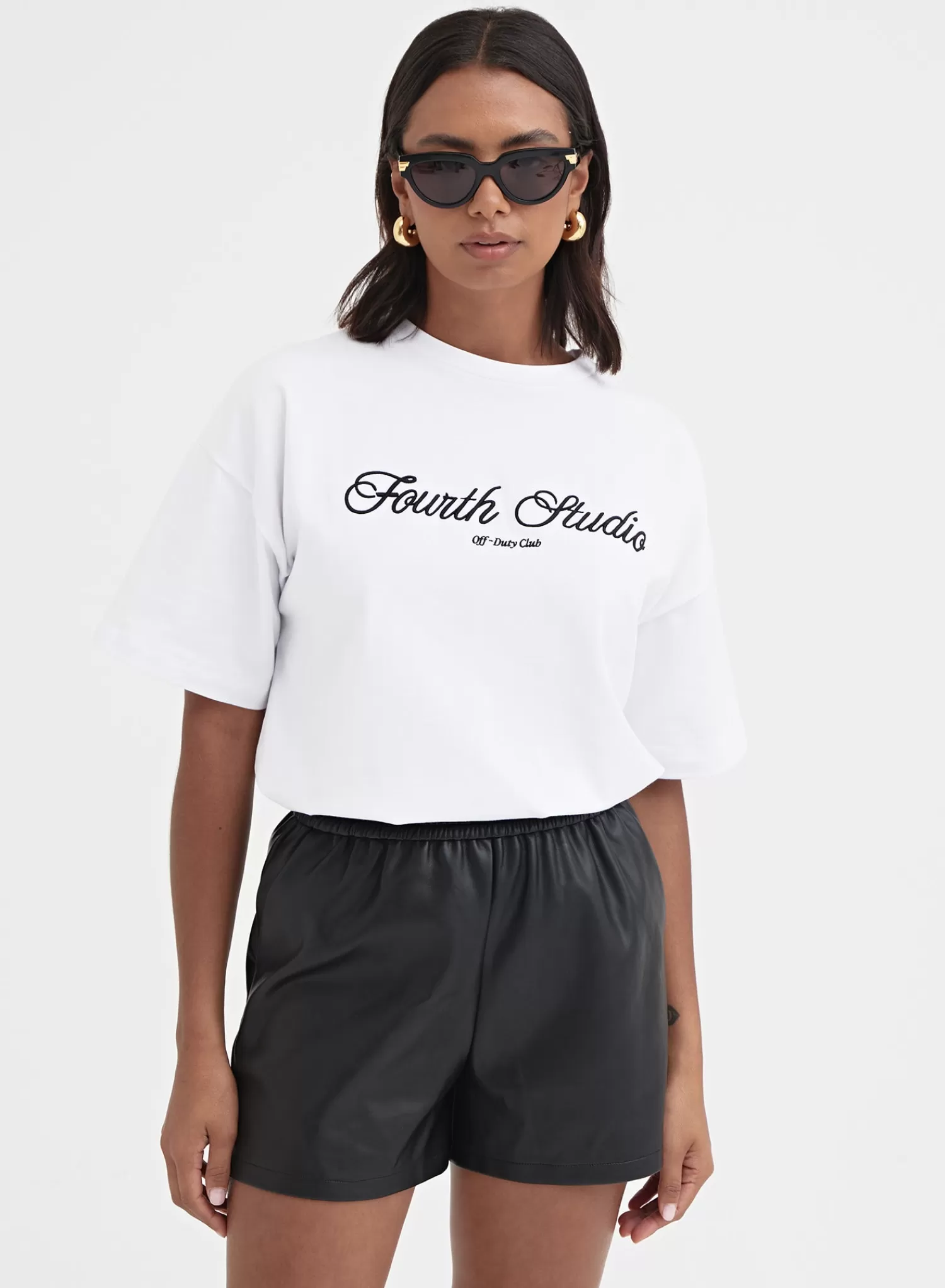 Black Elasticated Faux Leather Short - Evi-4th & Reckless Sale