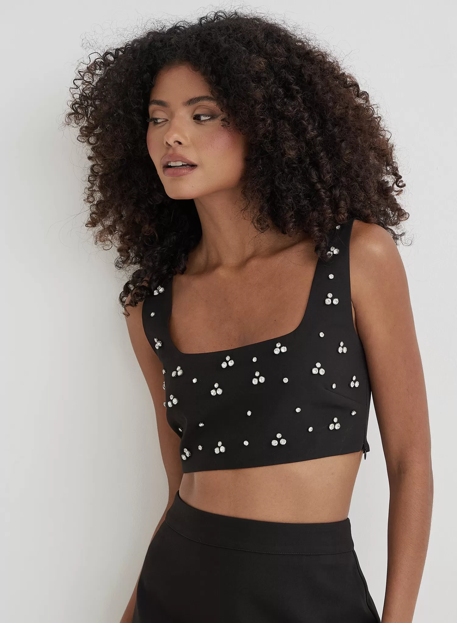 Black Embellished Crop Top- Sara-4th & Reckless Online
