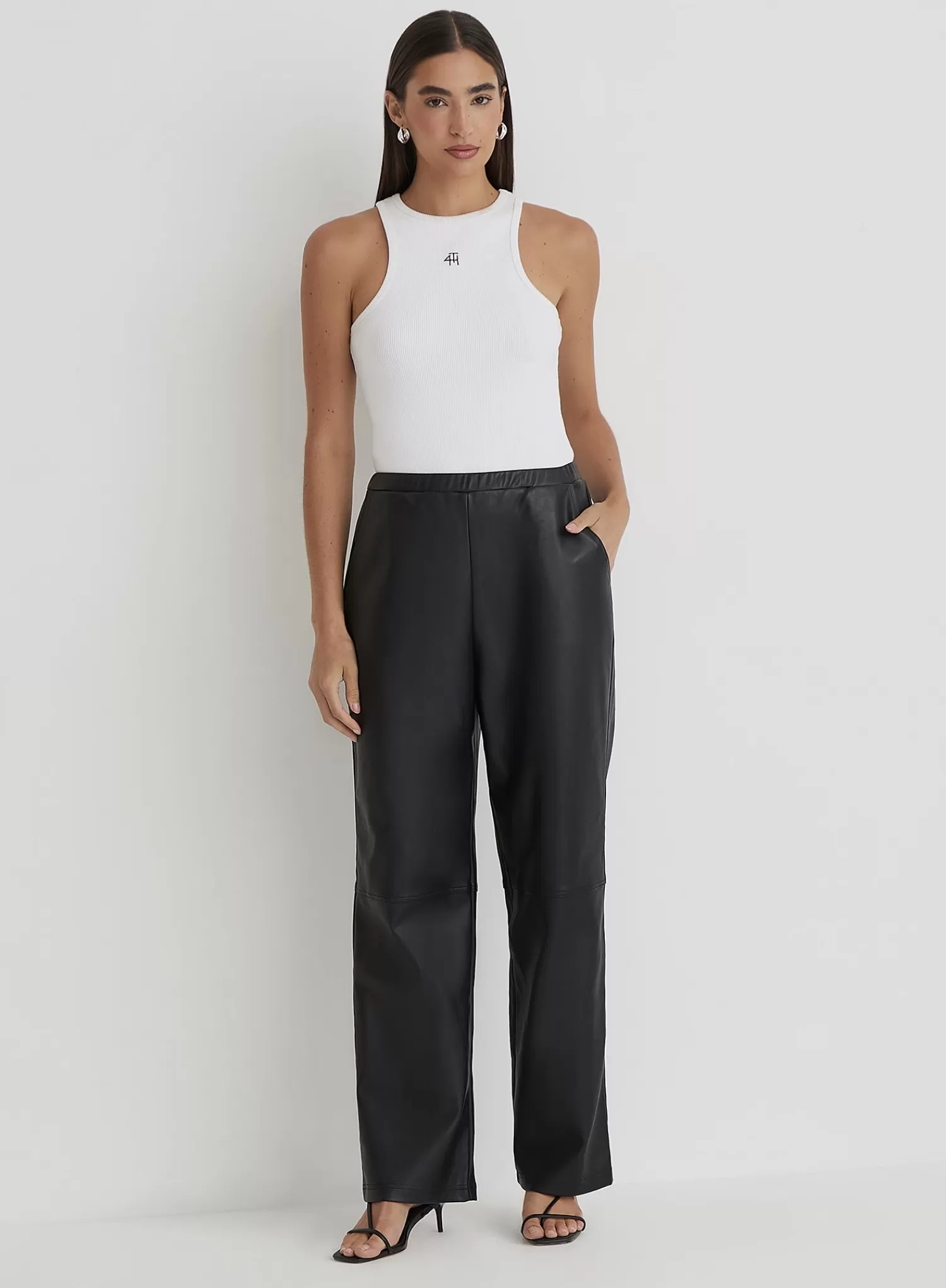 Black Faux Leather Trouser- Lori-4th & Reckless Flash Sale