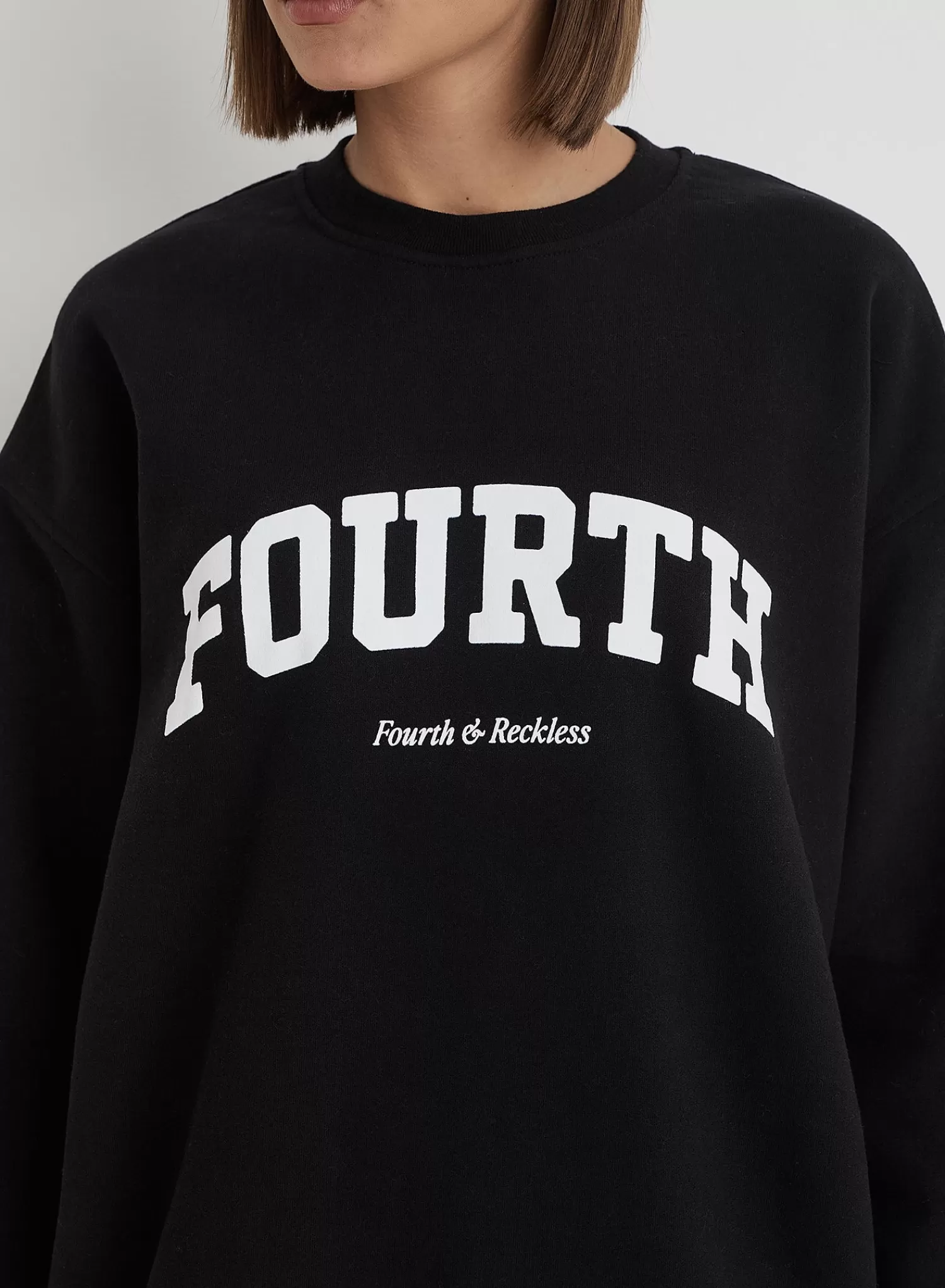Black Fourth Slogan Classic Longline Sweatshirt- Jen-4th & Reckless Flash Sale