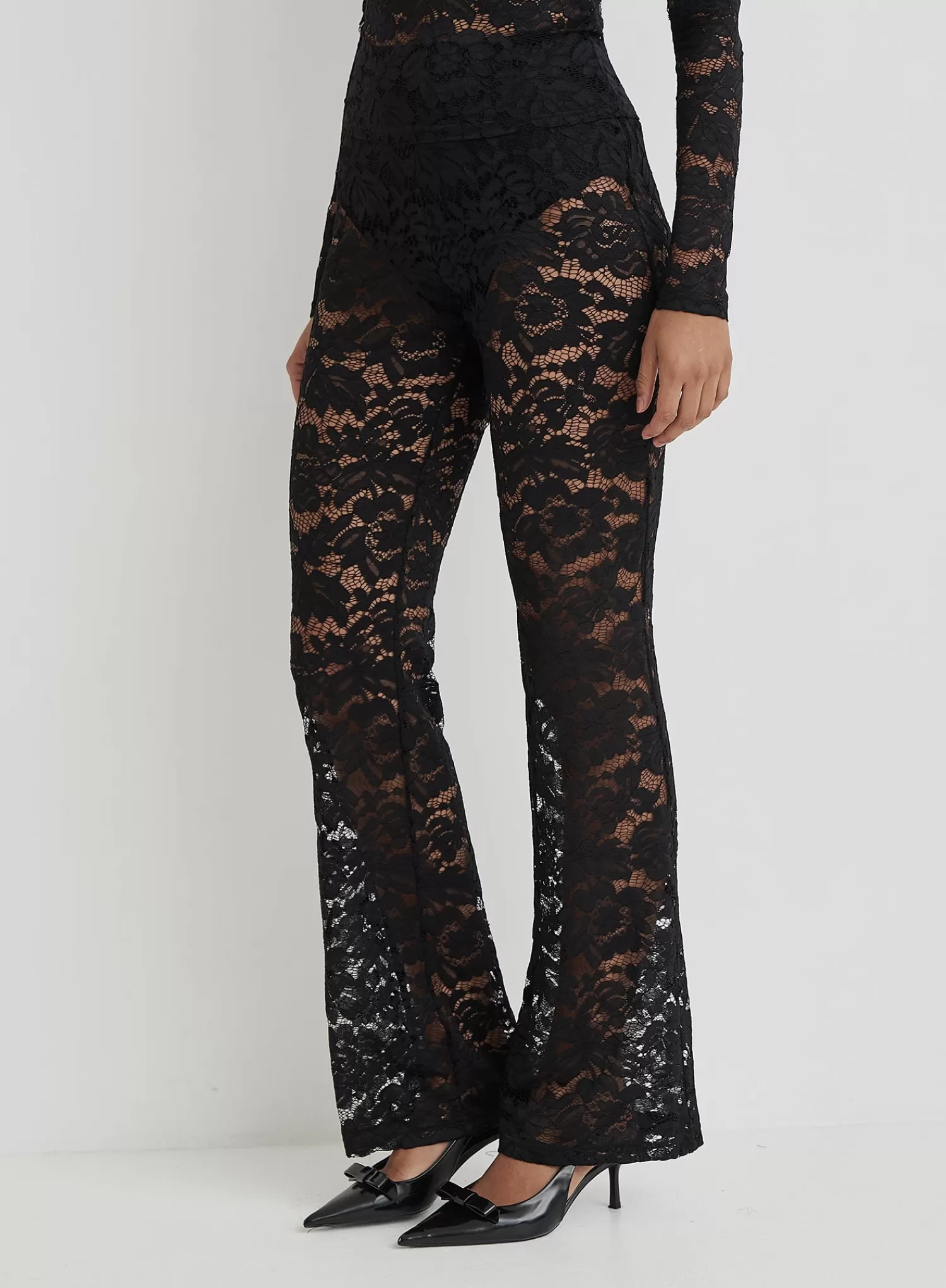 Black Lace High Waisted Trouser- Luella-4th & Reckless Clearance