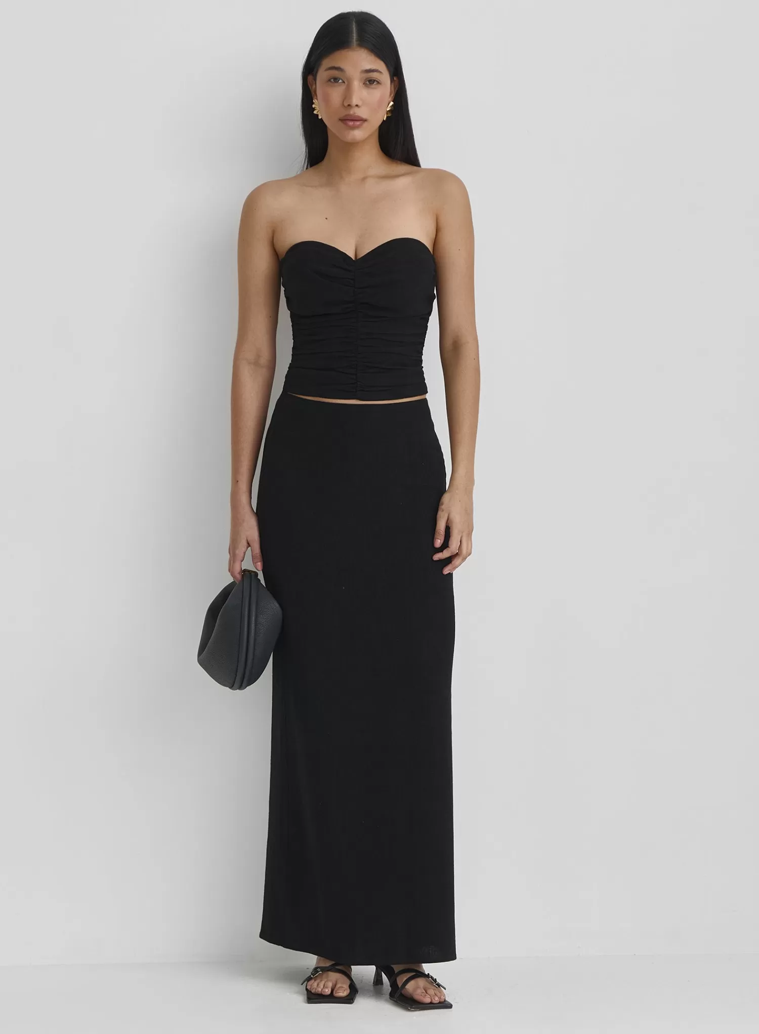 Black Linen Maxi Skirt- Nikaya-4th & Reckless Shop
