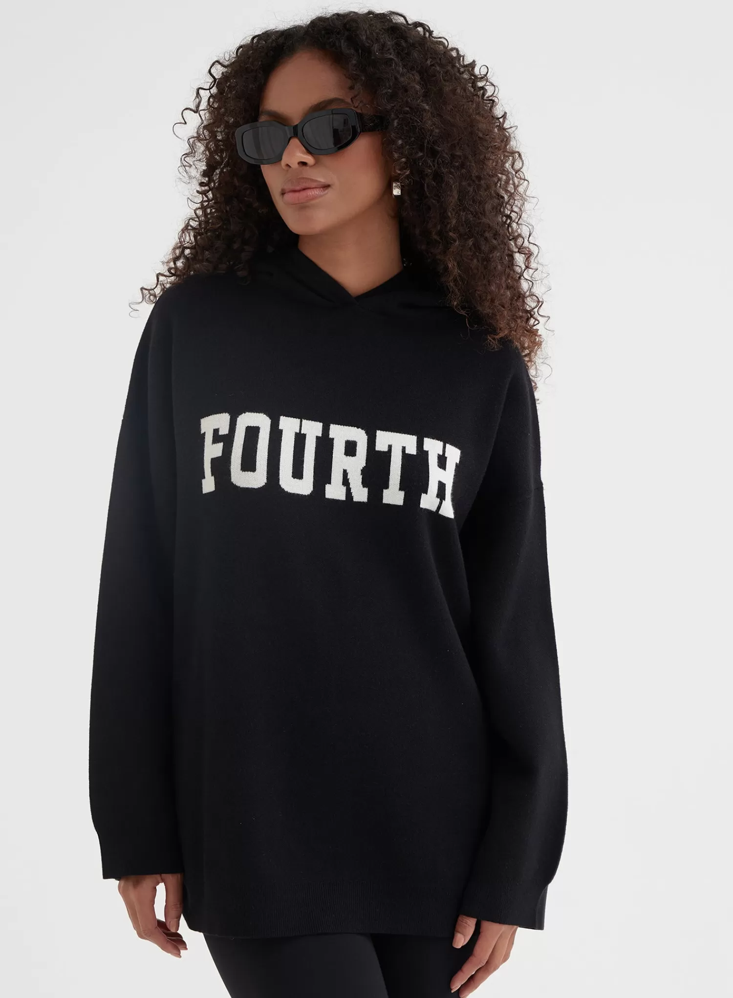 Black Oversized Fourth Knitted Hoodie - Alexia-4th & Reckless Best