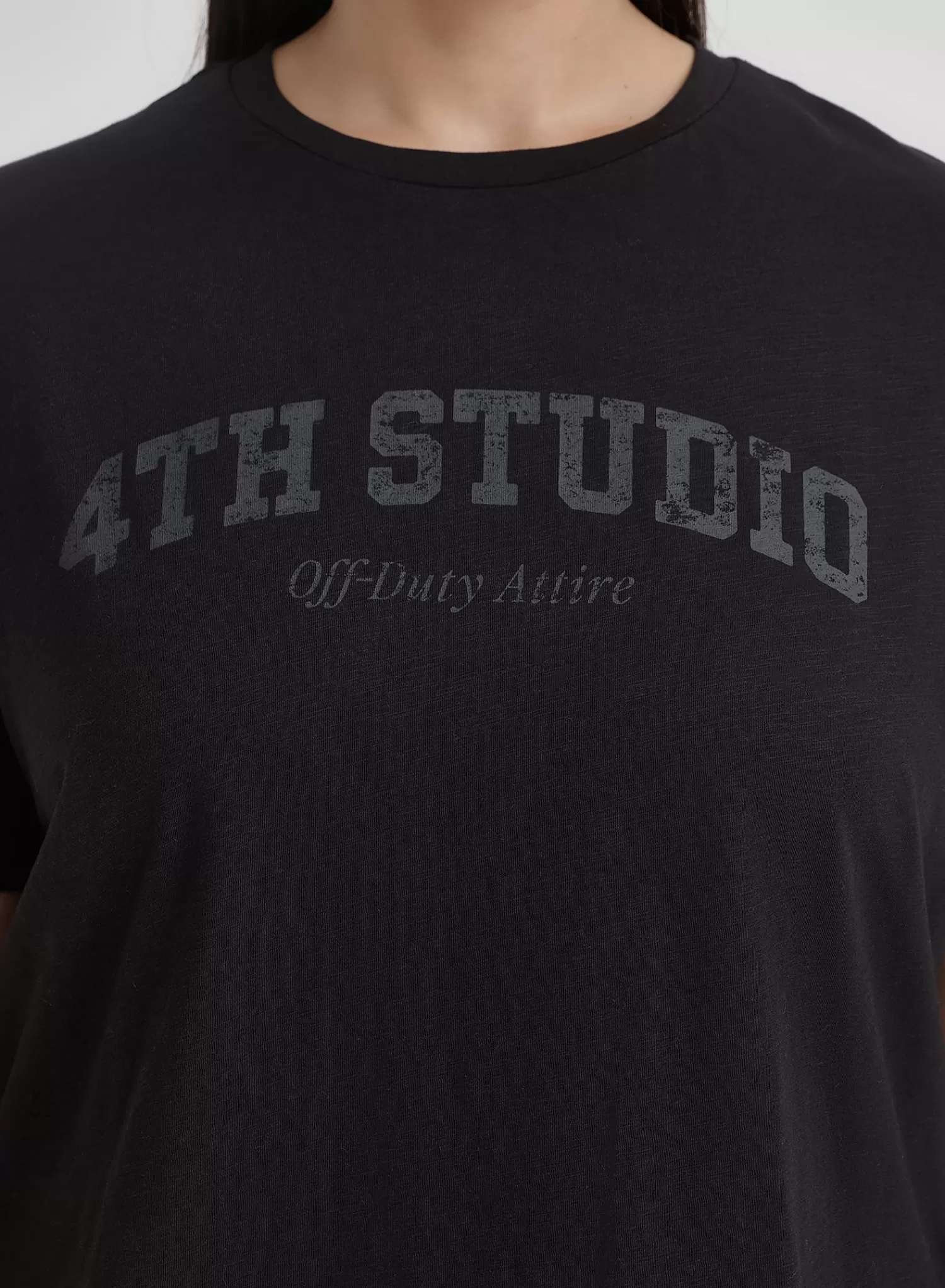 Black Plus Size 4th Studio Slogan T-Shirt- Talia-4th & Reckless Cheap