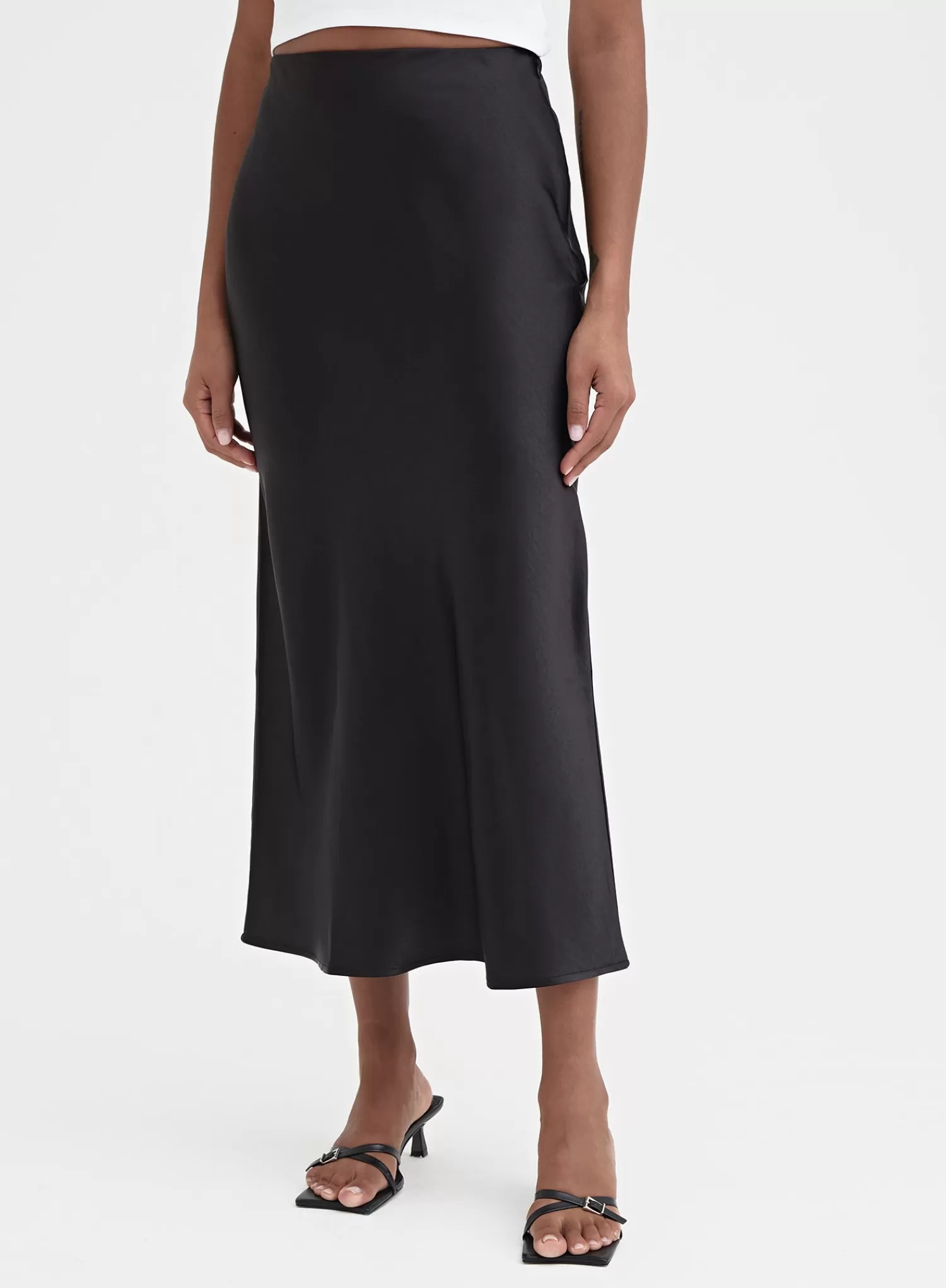 Black Satin Midaxi Skirt - Novah-4th & Reckless Cheap