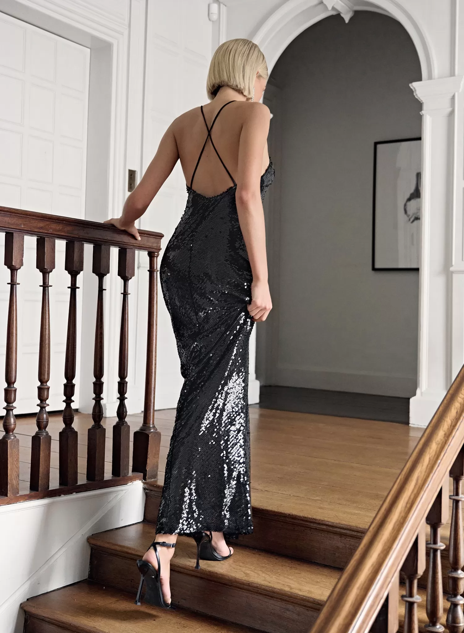 Black Sequin Cross Back Maxi Dress - Bec-4th & Reckless Online
