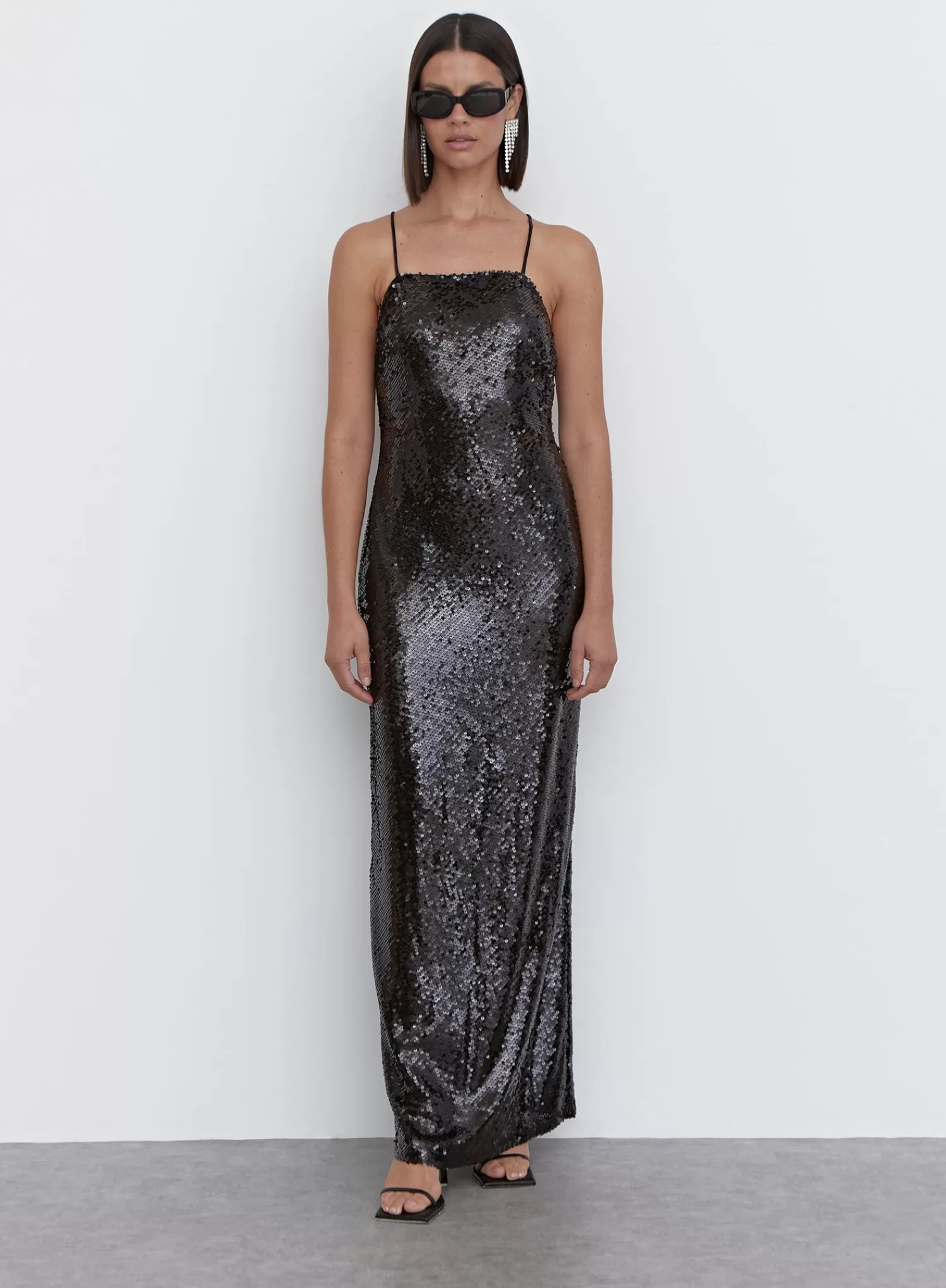Black Sequin Cross Back Maxi Dress - Bec-4th & Reckless Online