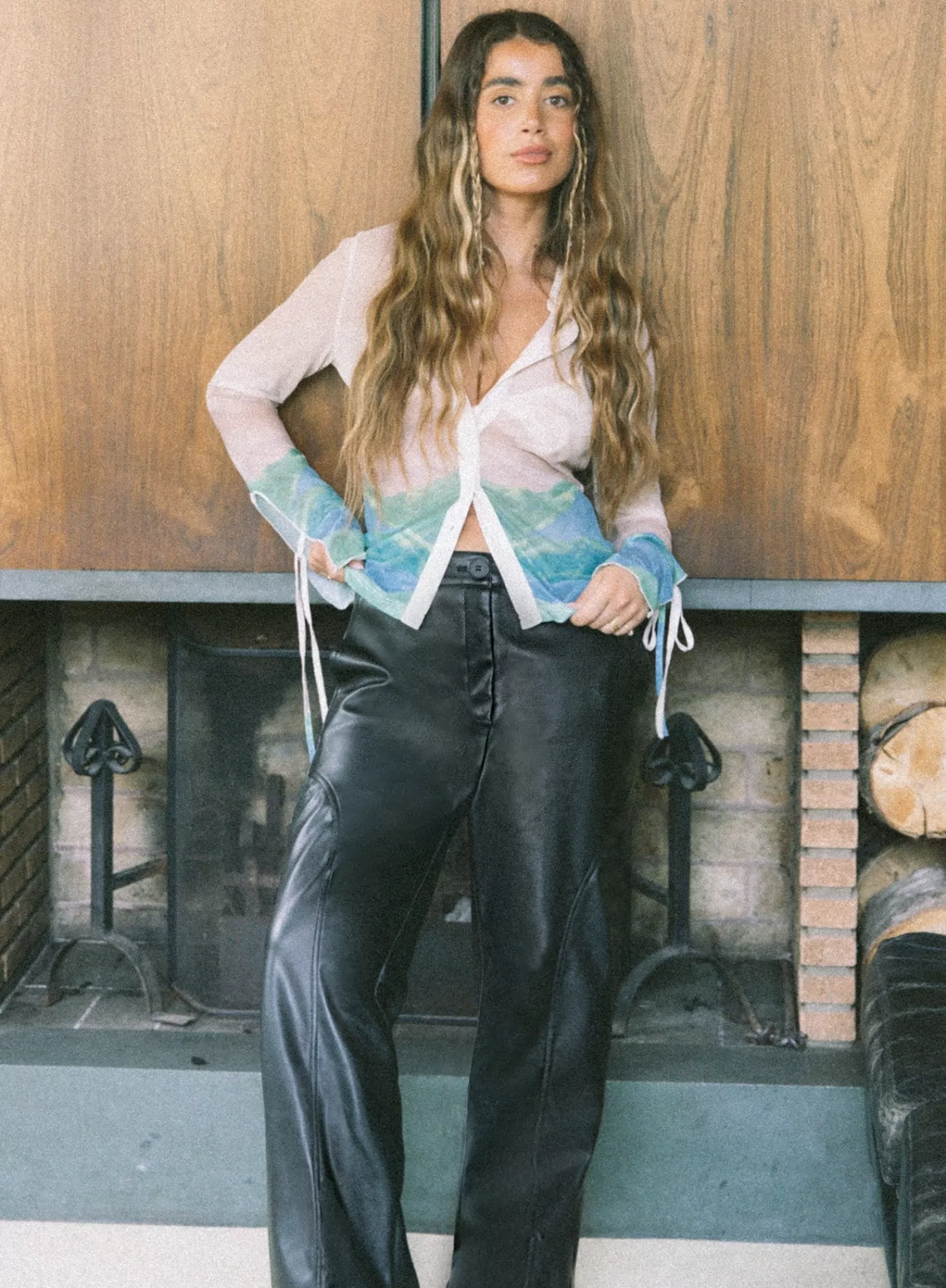 Black Straight Leg Faux Leather Trousers - Madelon-4th & Reckless Shop
