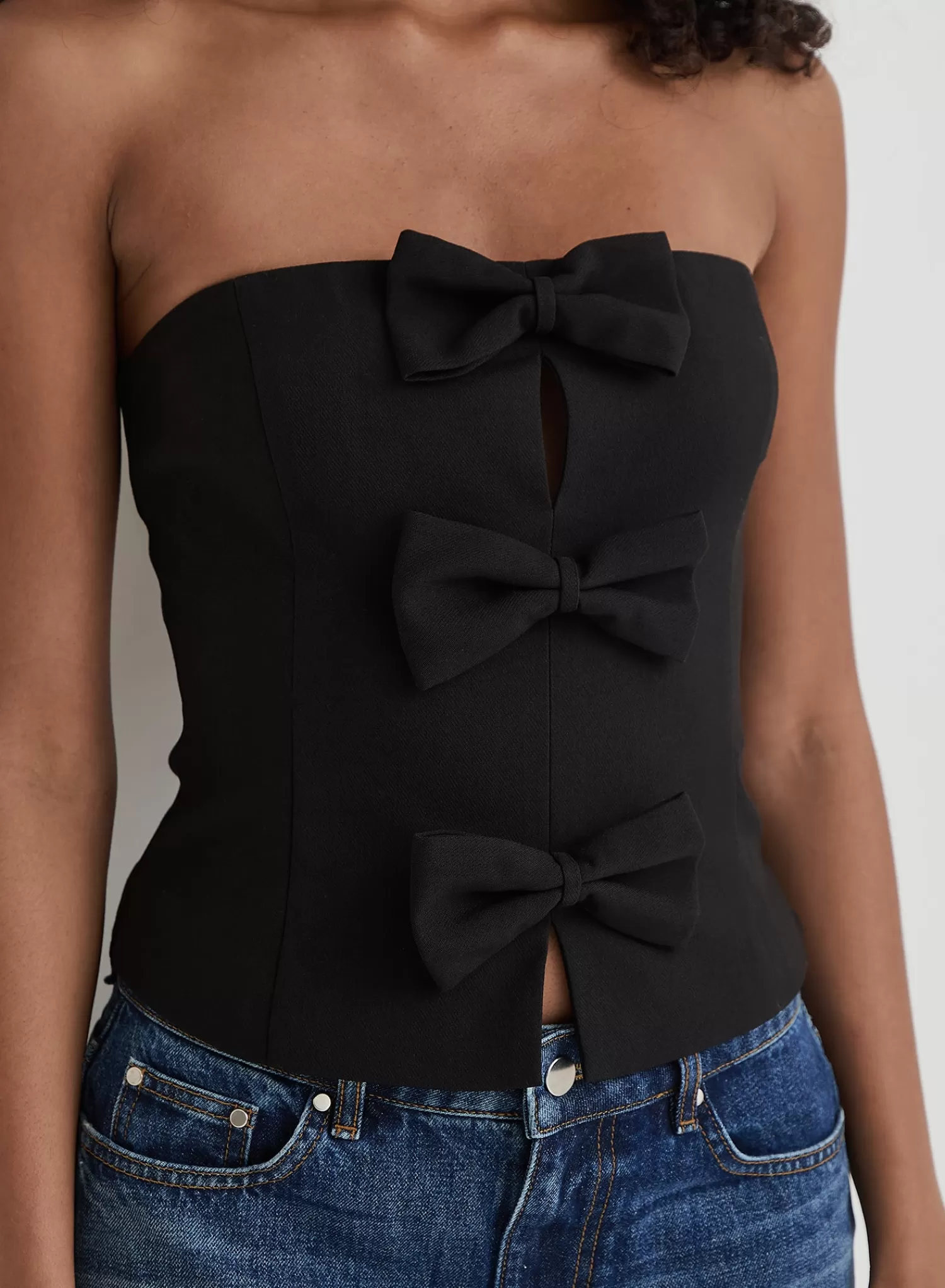 Black Tailored Bow Detail Corset- Luisa-4th & Reckless Best Sale