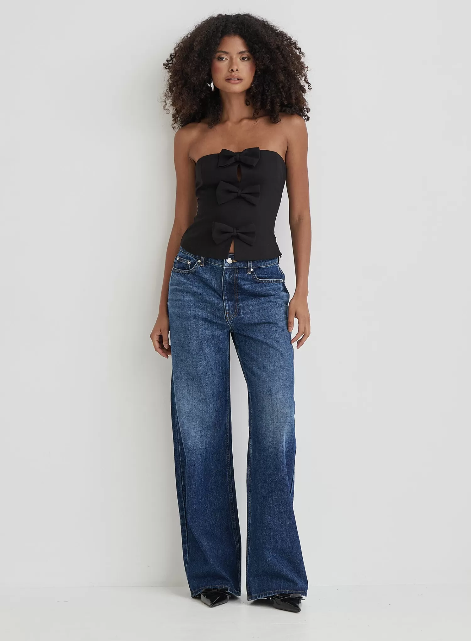 Black Tailored Bow Detail Corset- Luisa-4th & Reckless Best Sale