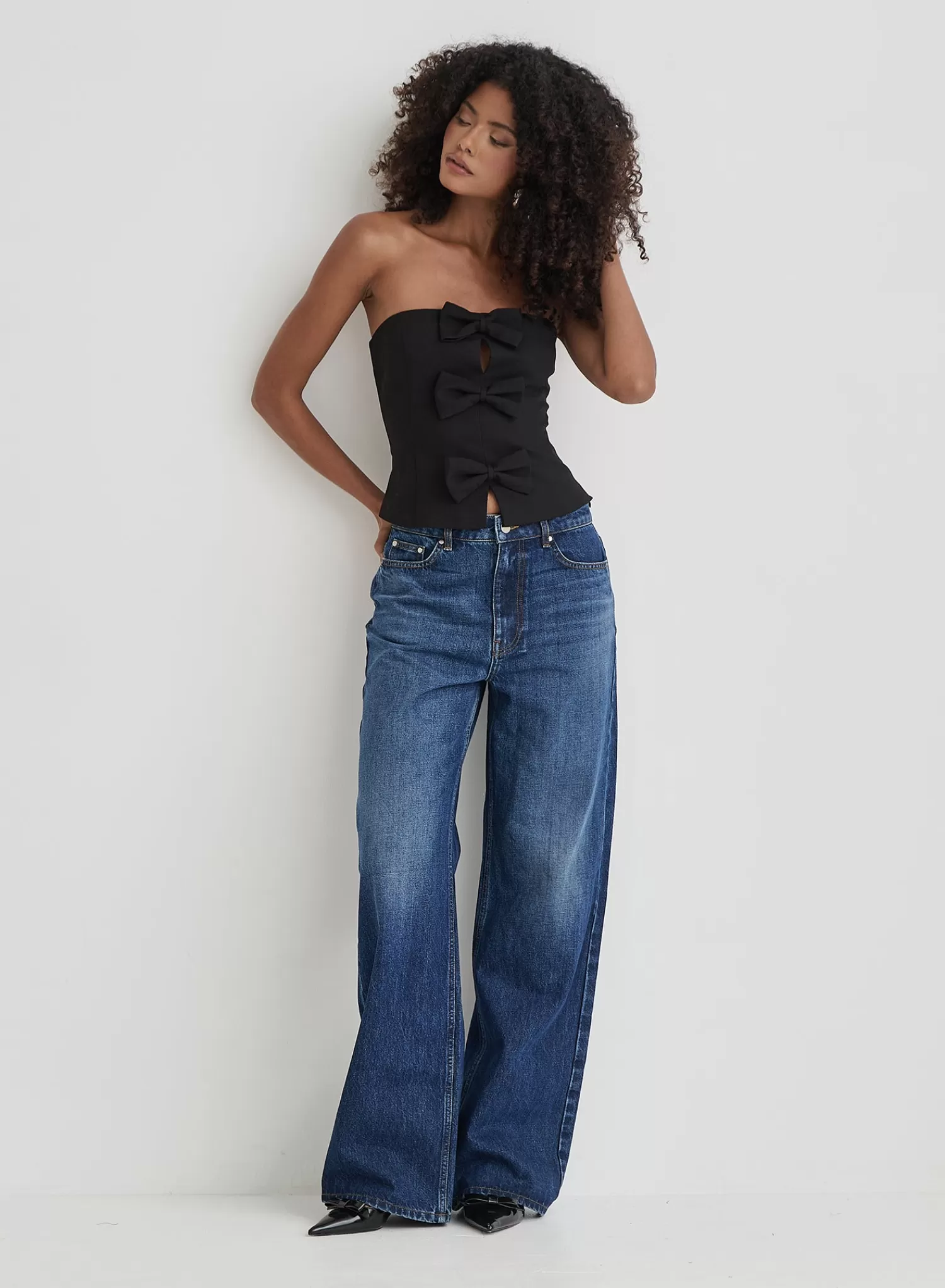 Black Tailored Bow Detail Corset- Luisa-4th & Reckless Best Sale