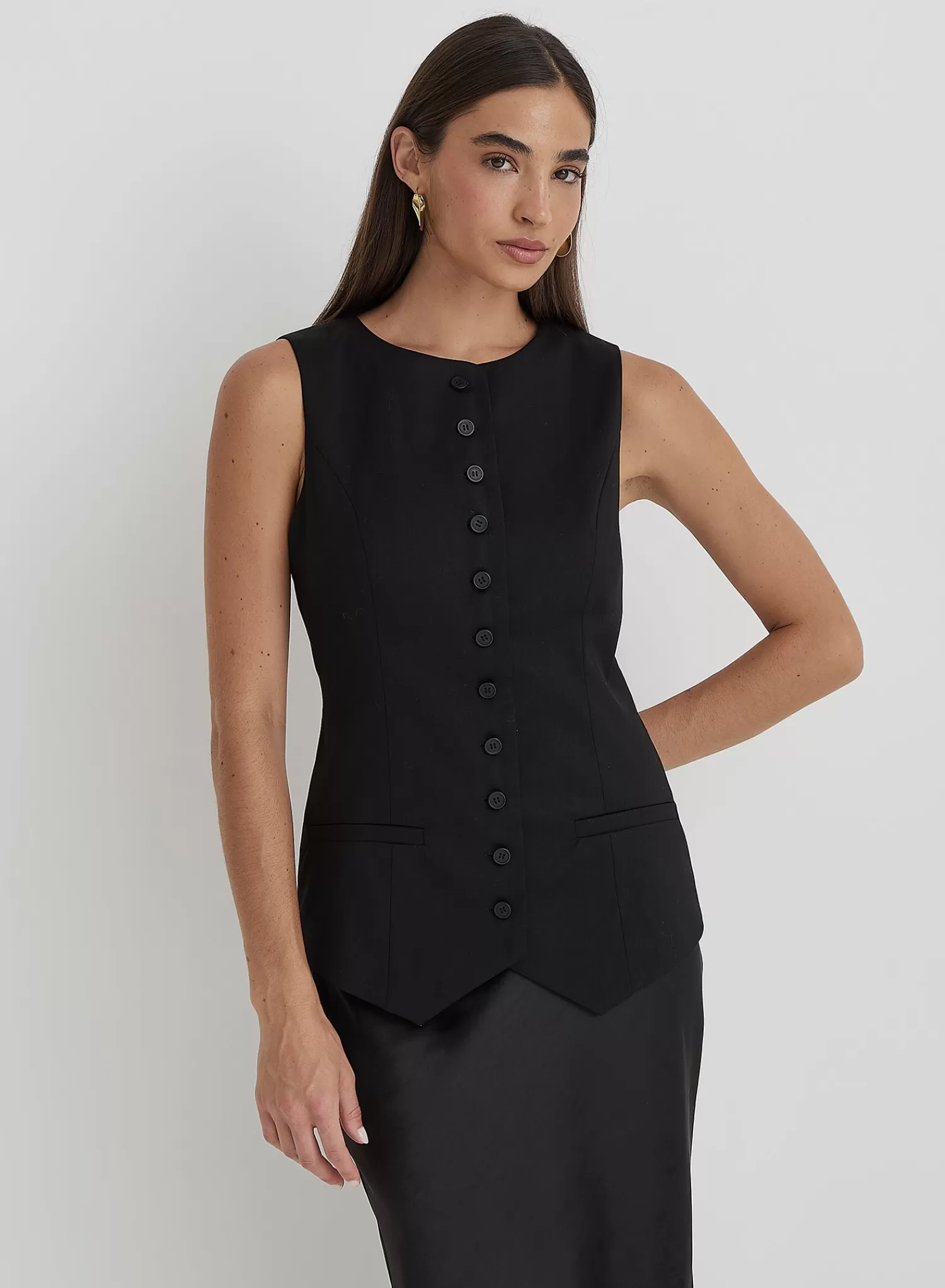 Black Tailored Waistcoat- Briella-4th & Reckless Store