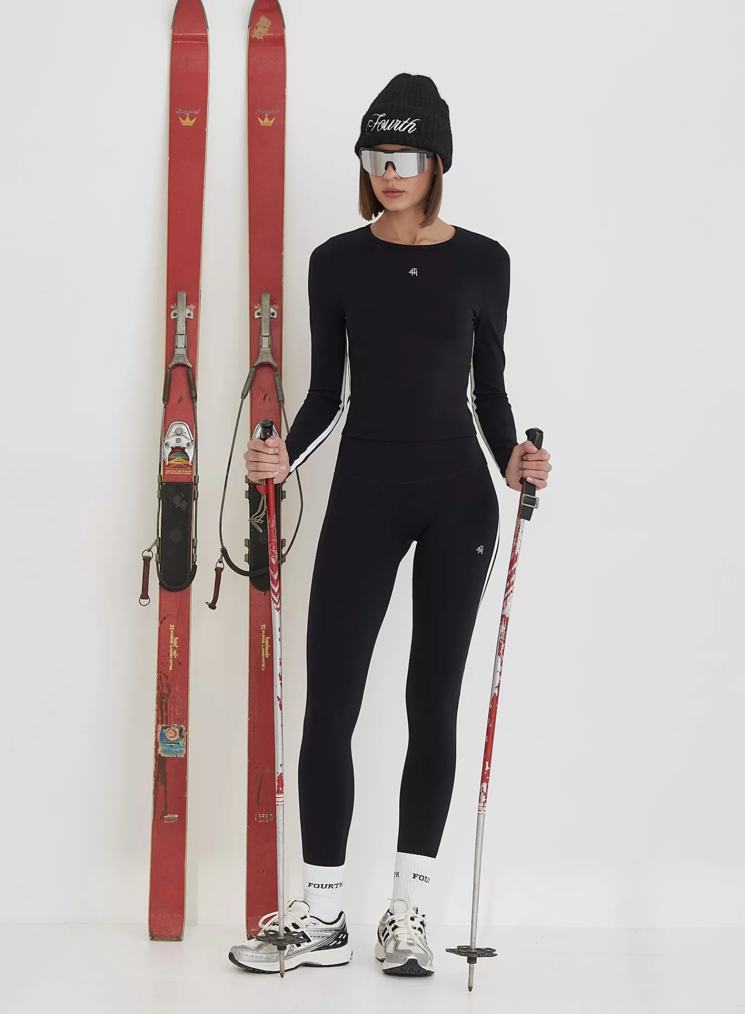 Black 4th Branded Contrast Piping Legging- Indra-4th & Reckless Hot