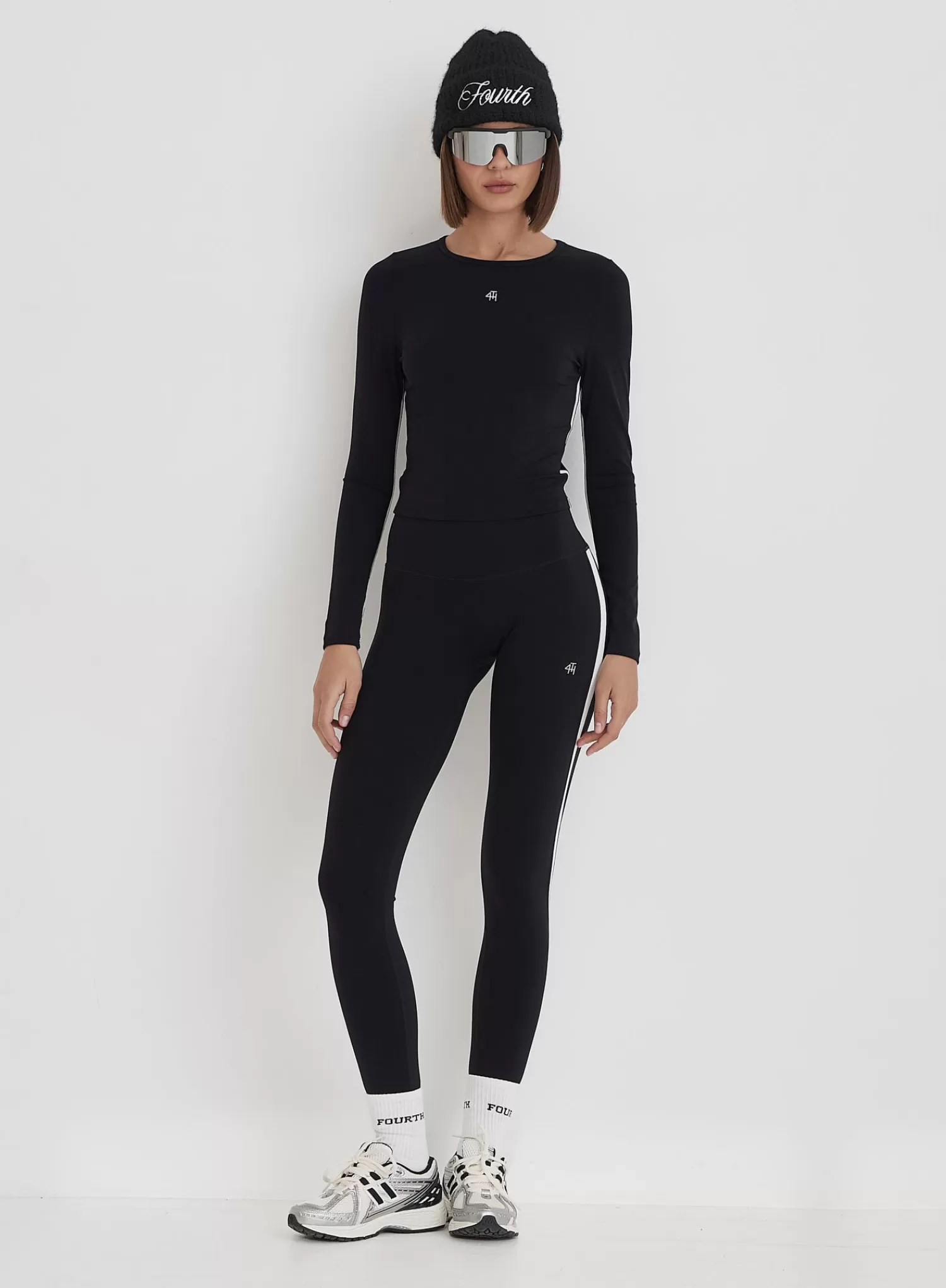 Black 4th Branded Contrast Piping Long Sleeve Top- Indra-4th & Reckless Outlet
