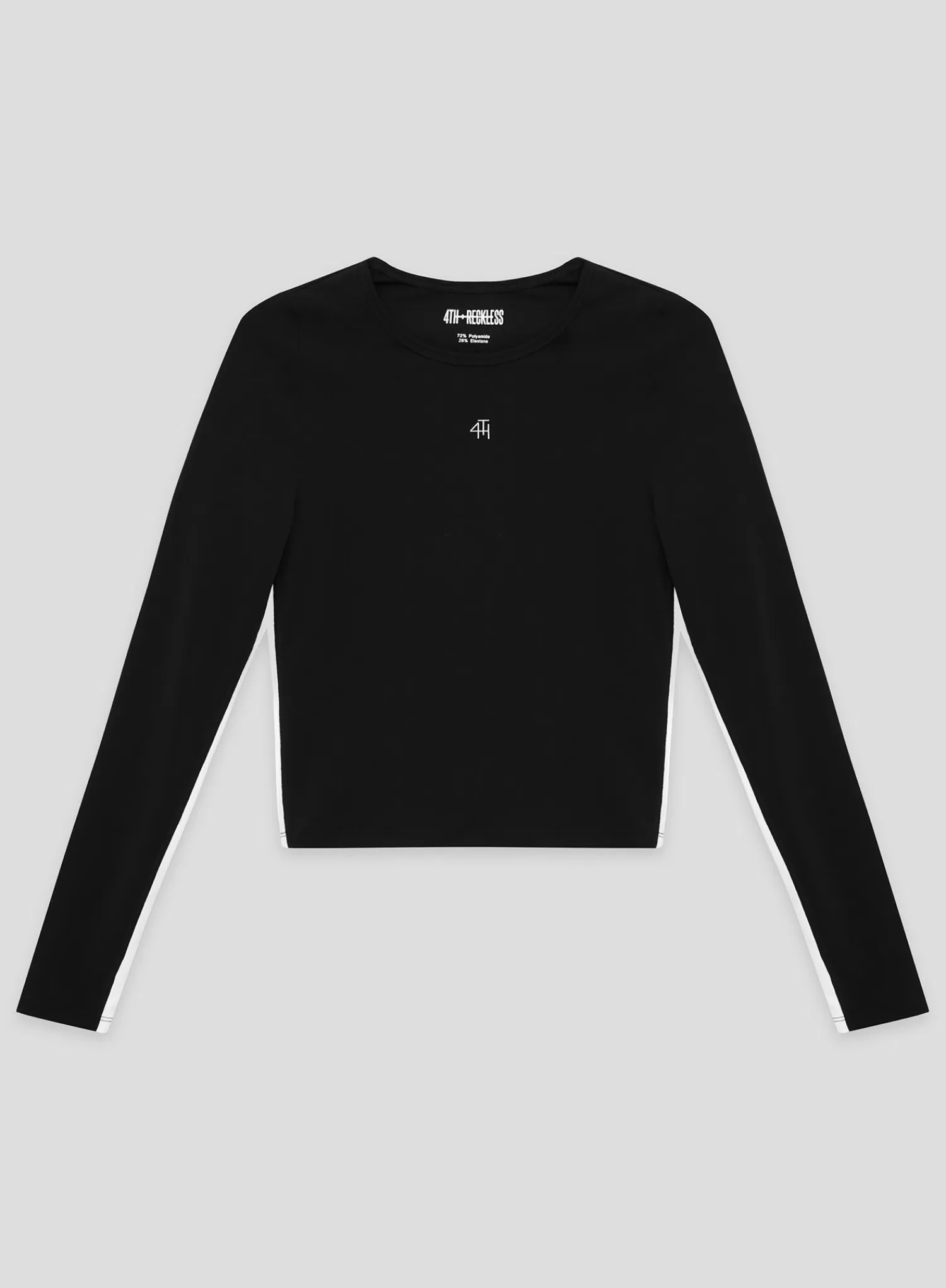 Black 4th Branded Contrast Piping Long Sleeve Top- Indra-4th & Reckless Outlet