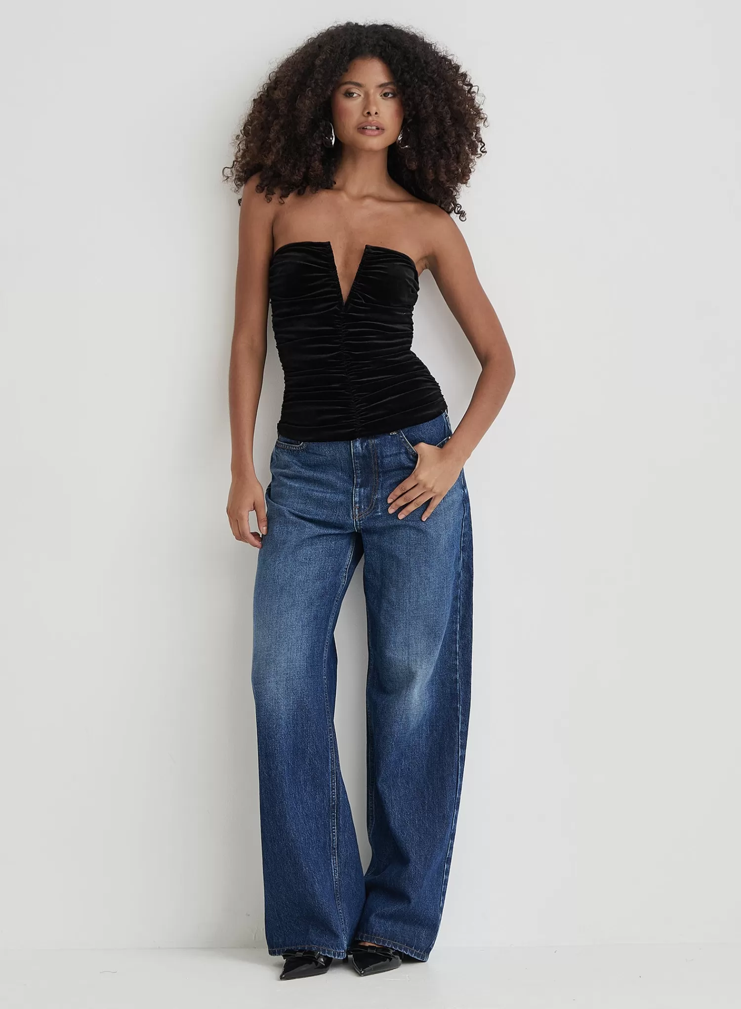 Black Velvet Bandeau Corset- Celio-4th & Reckless Fashion