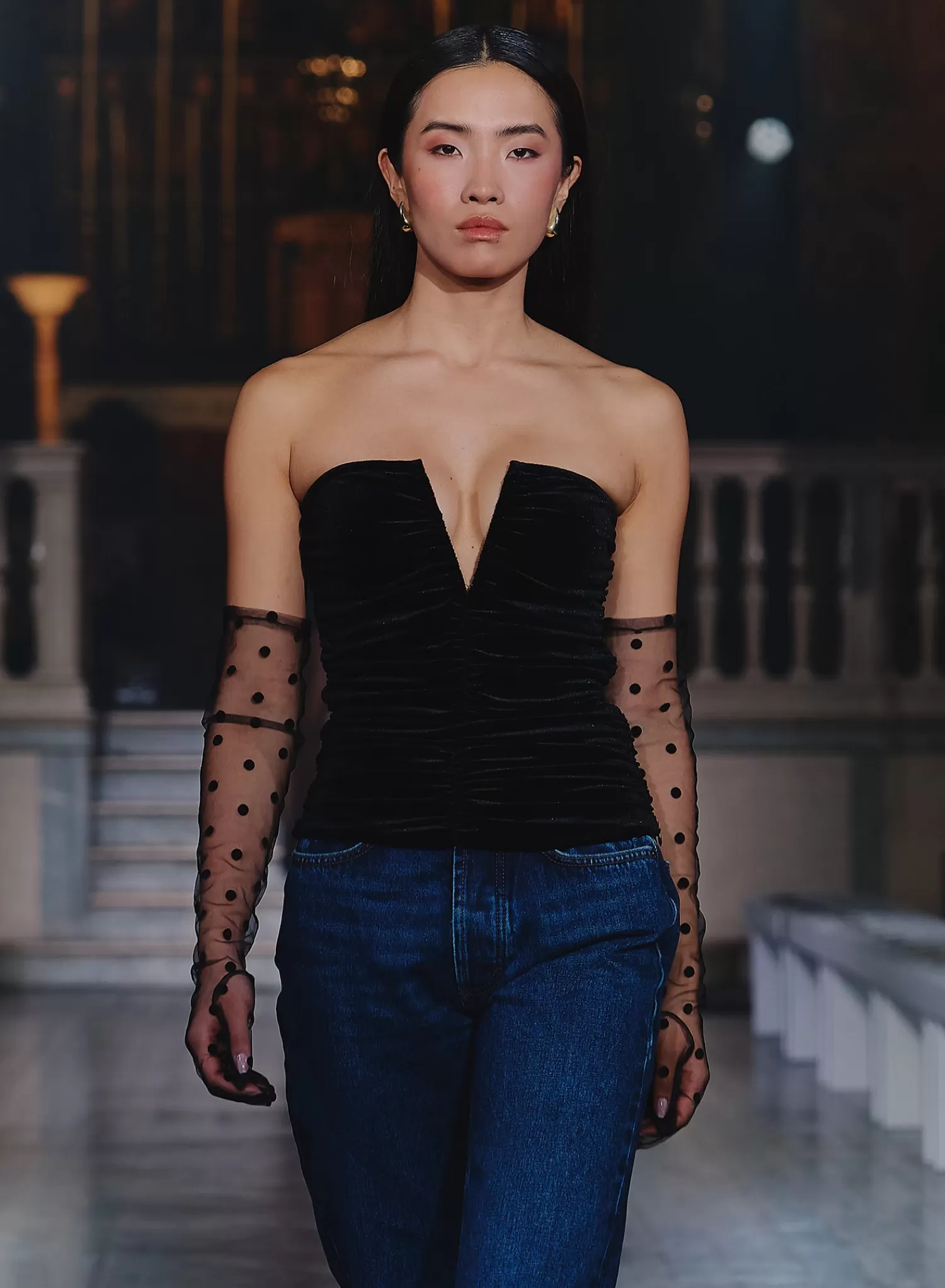 Black Velvet Bandeau Corset- Celio-4th & Reckless Fashion