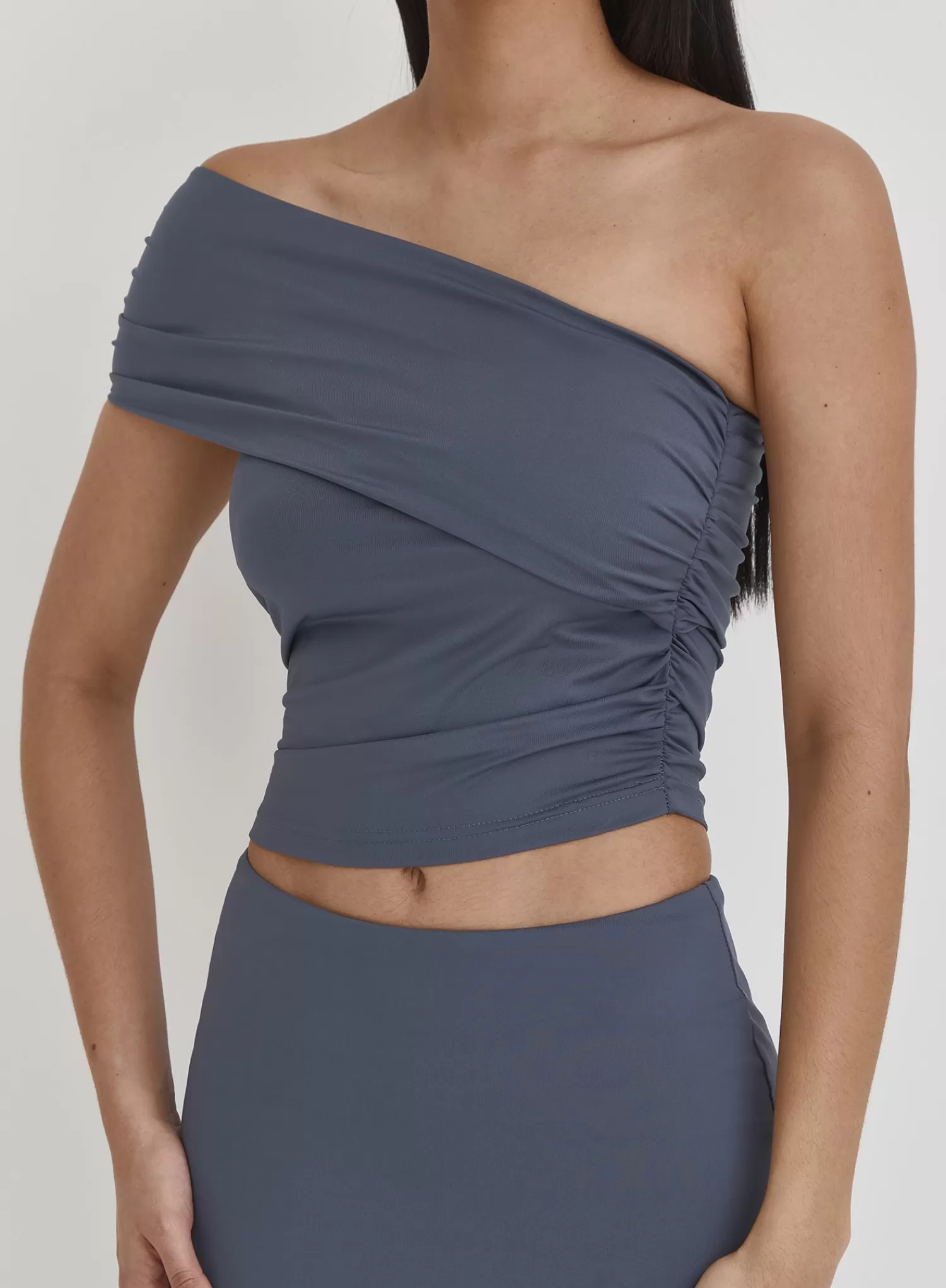 Blue Jersey One Shoulder Top- Kaitlyn-4th & Reckless Fashion