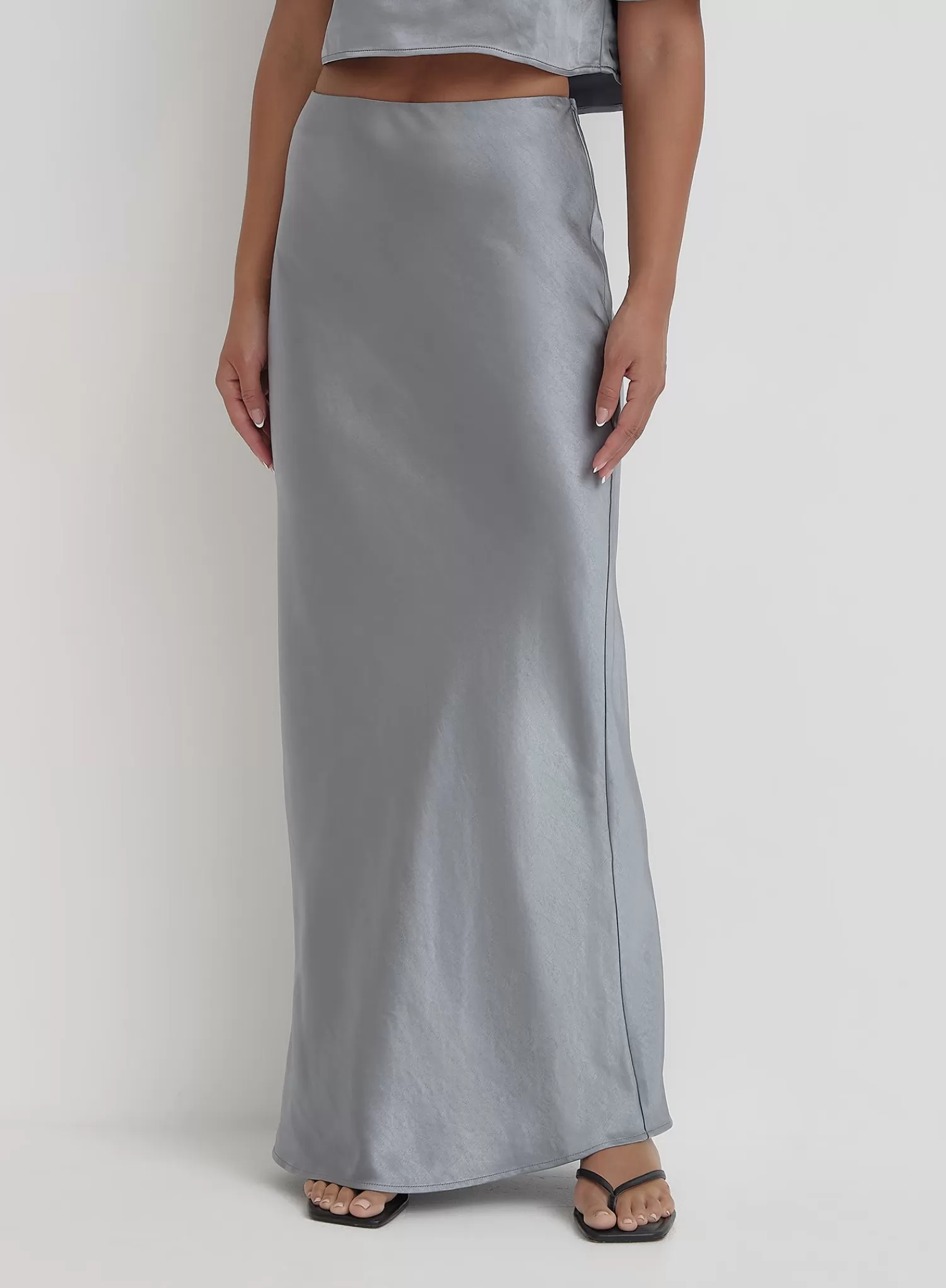 Blue Steel Satin Maxi Skirt- Dara-4th & Reckless Cheap