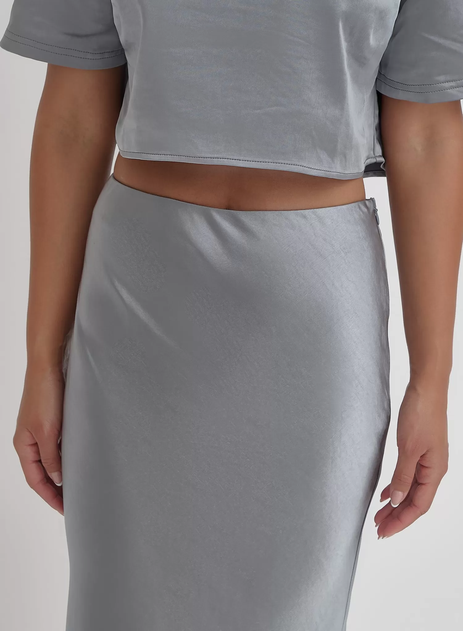 Blue Steel Satin Maxi Skirt- Dara-4th & Reckless Cheap
