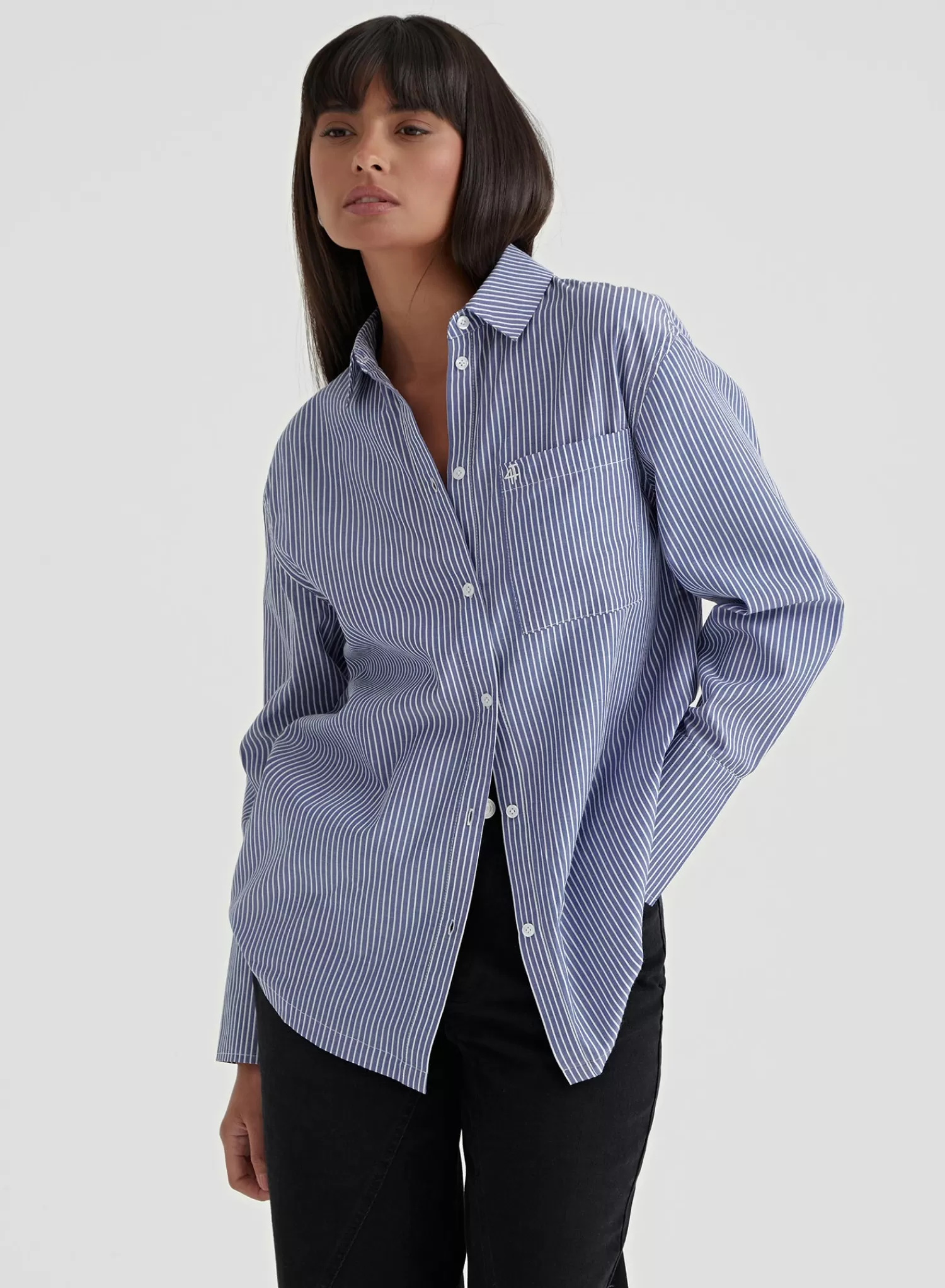Blue Stripe Shirt – Haleema-4th & Reckless Online