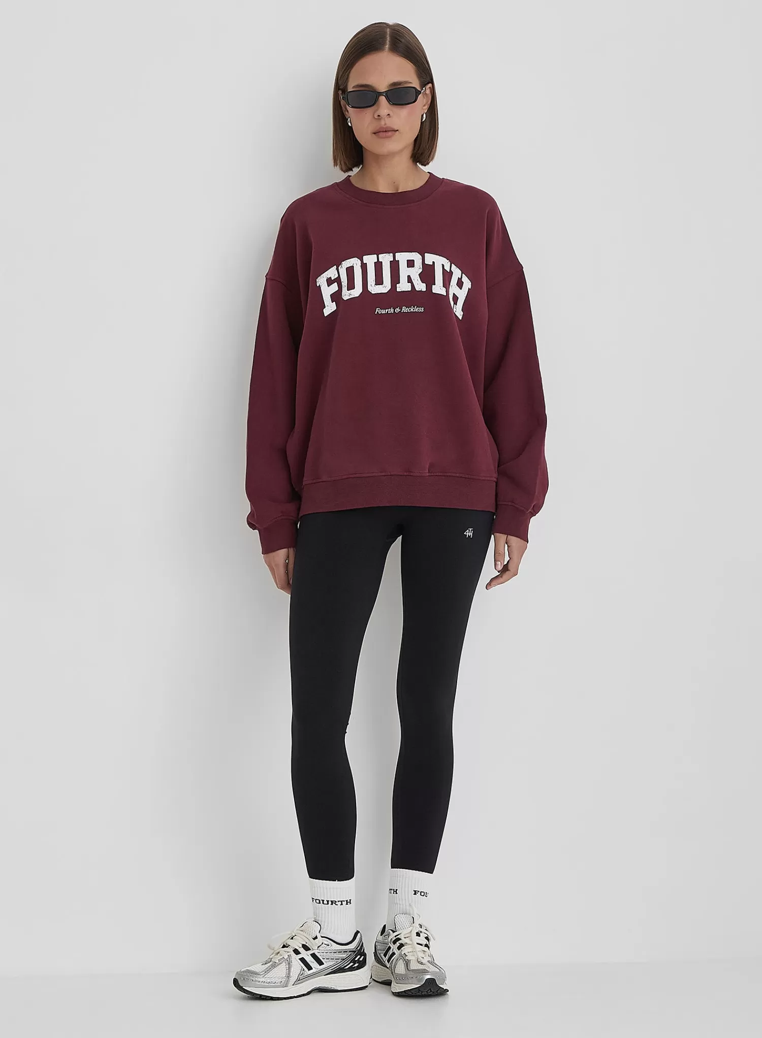 Burgundy Distressed Fourth Slogan Oversized Sweatshirt- Rylee-4th & Reckless Online