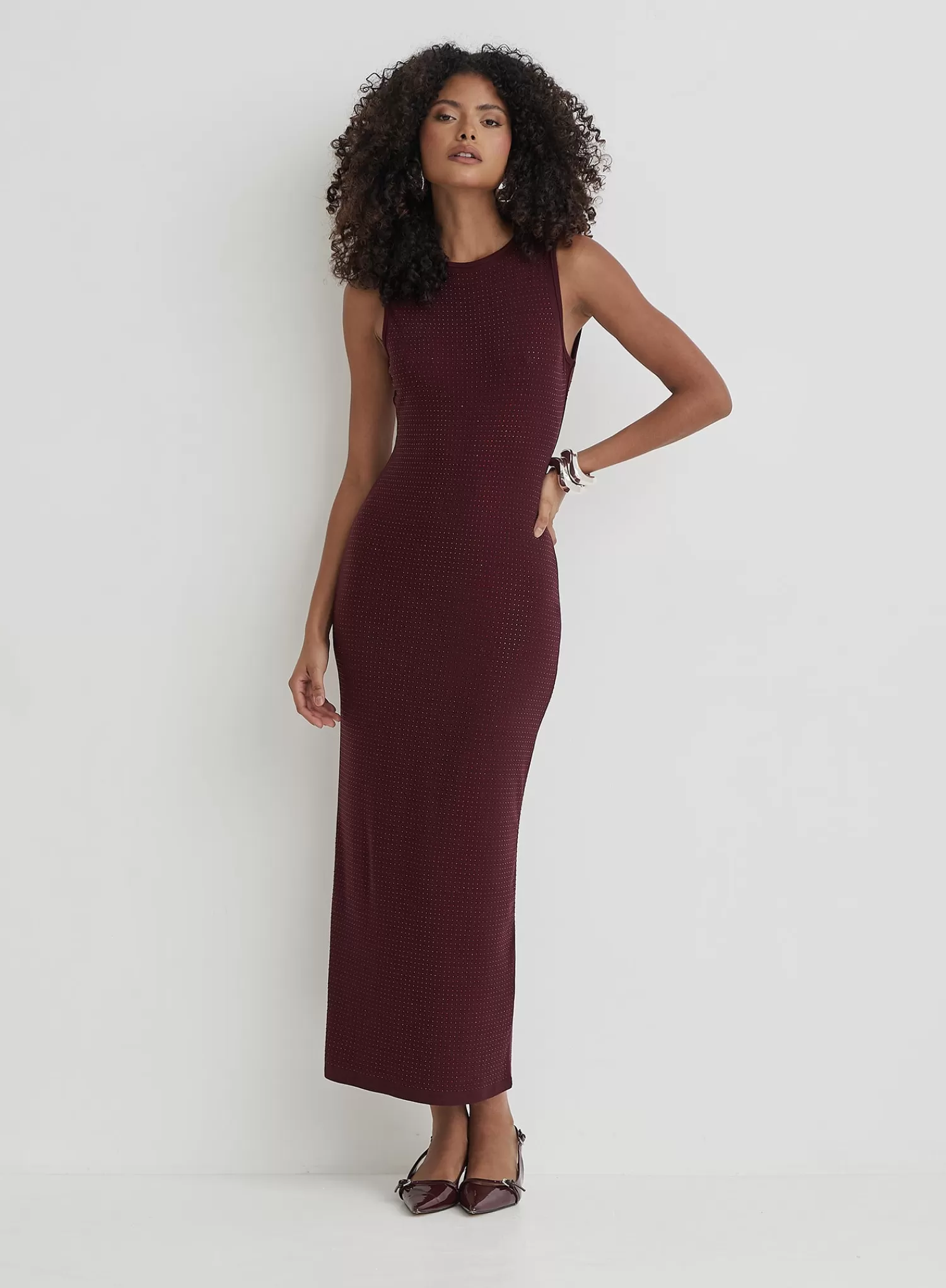 Burgundy Embellished Maxi Dress- Jaden-4th & Reckless Best