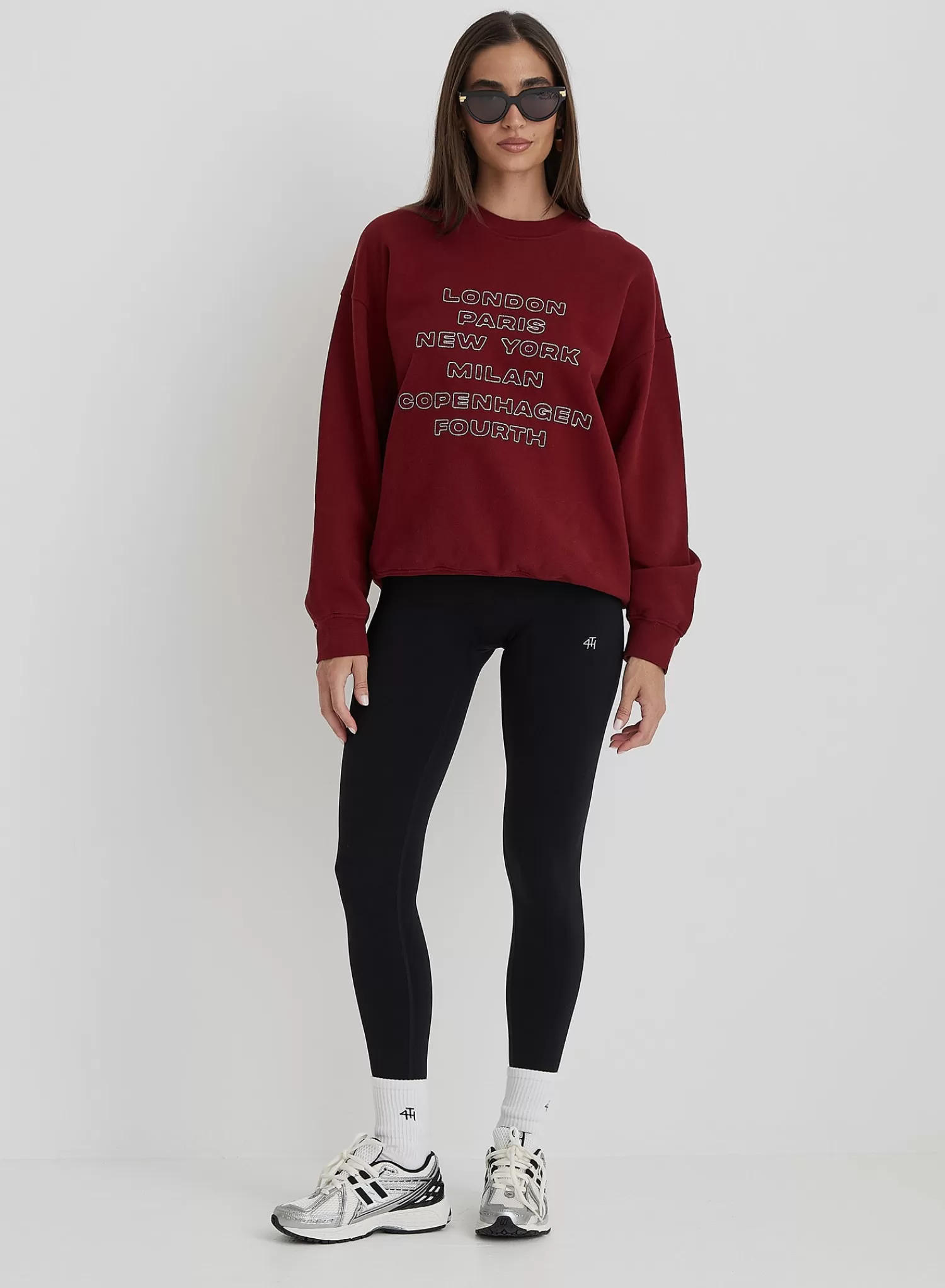 Burgundy Fashion Week Motif Oversized Sweatshirt- Elle-4th & Reckless Sale