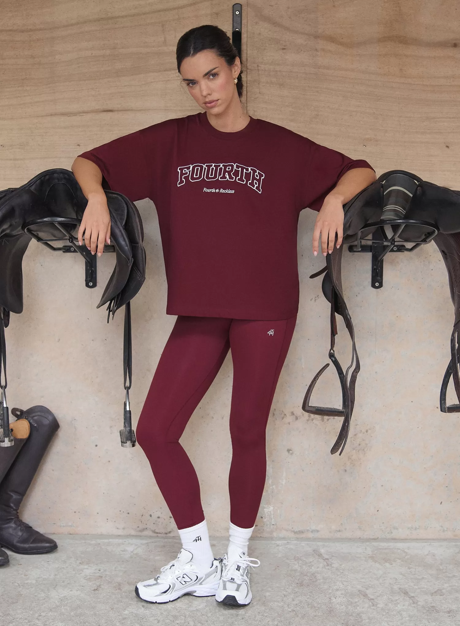 Burgundy Fourth Slogan Oversized Tee- Finley-4th & Reckless Clearance
