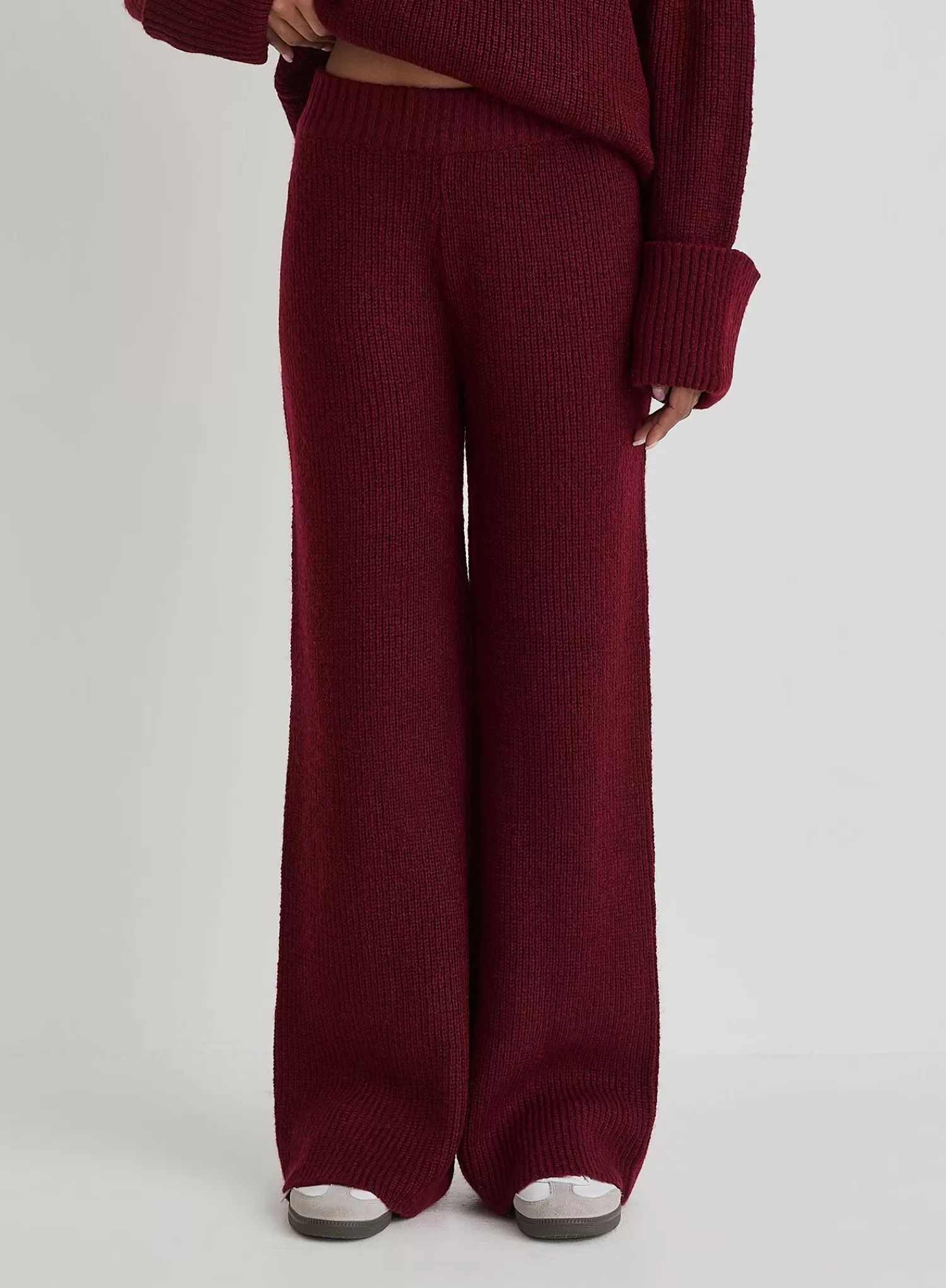 Burgundy Slouchy Knitted Trouser - Remy-4th & Reckless Sale