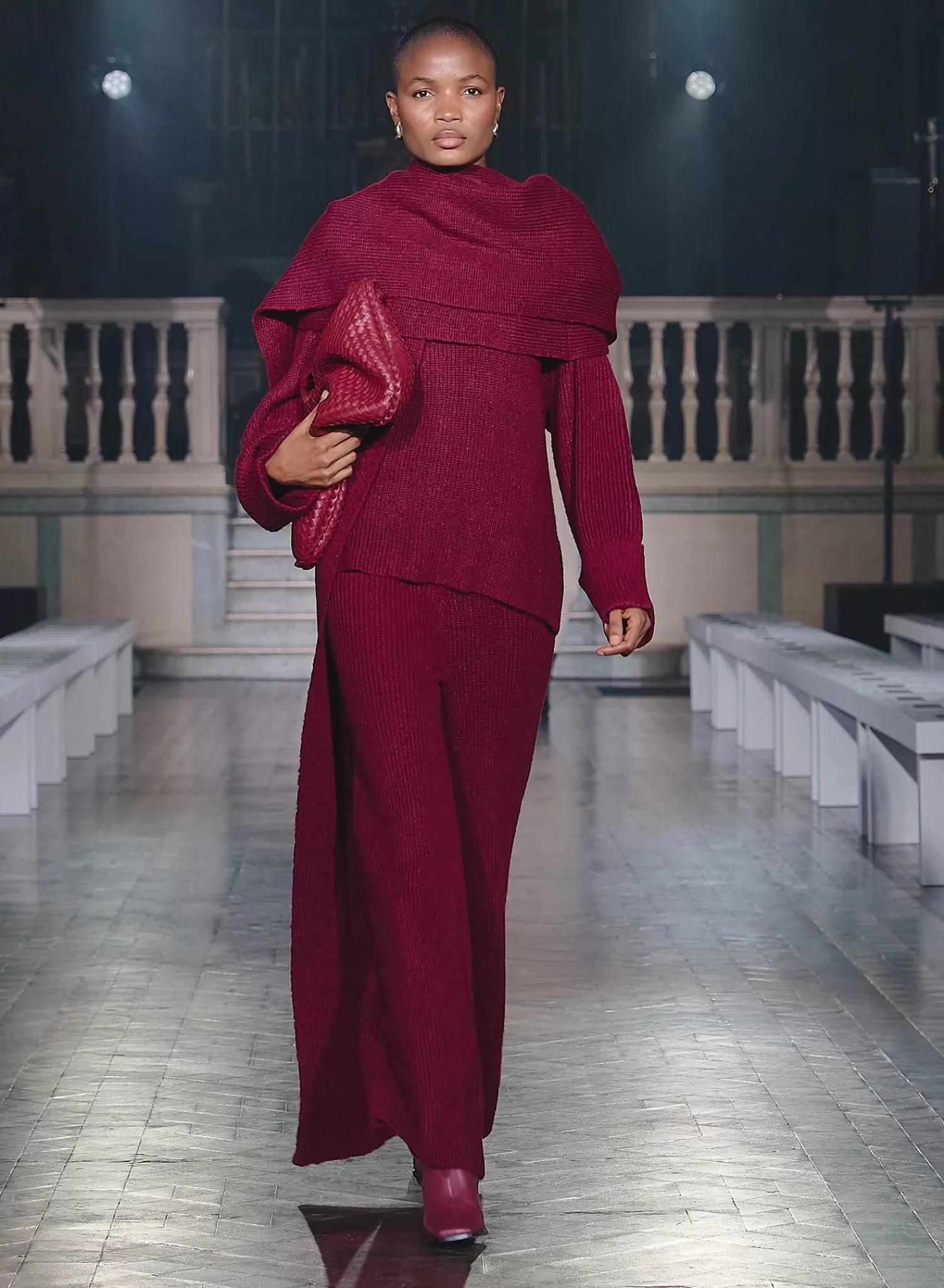 Burgundy Slouchy Knitted Trouser - Remy-4th & Reckless Sale