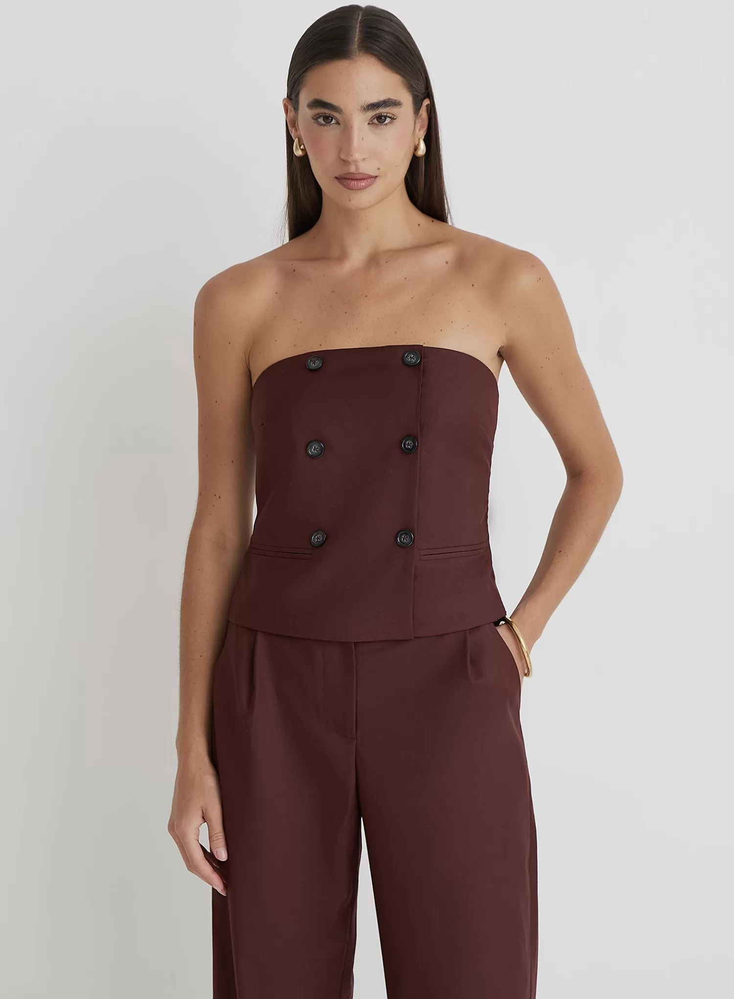 Burgundy Tailored Corset- Crea-4th & Reckless Clearance