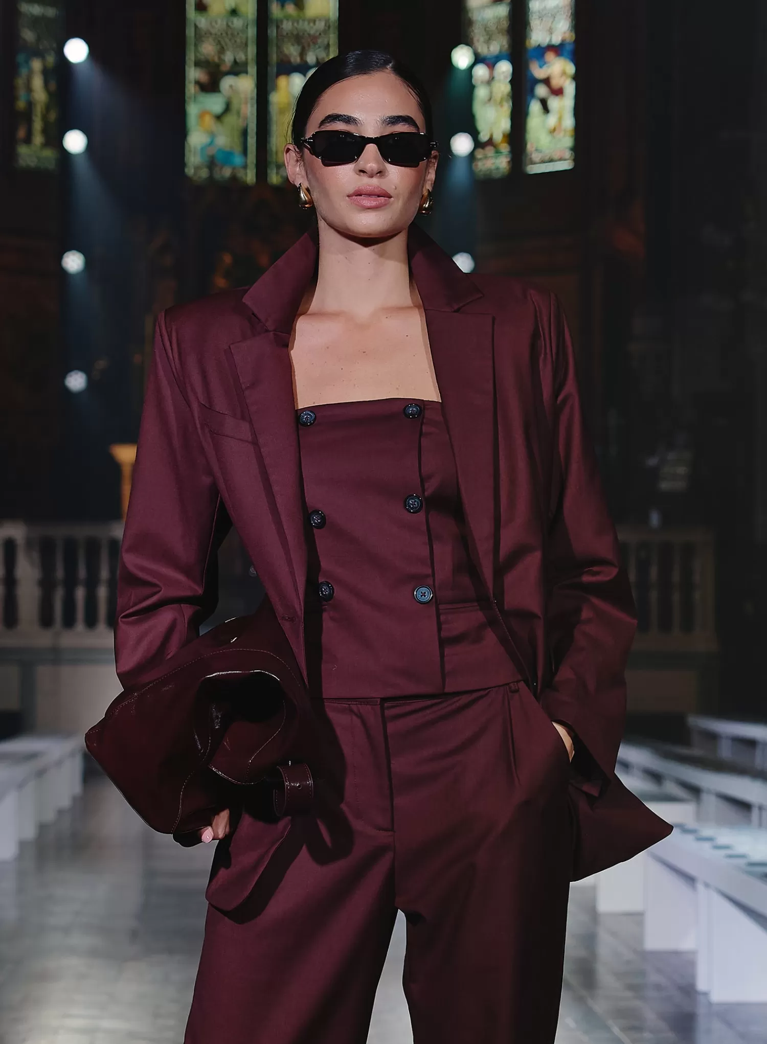 Burgundy Tailored Corset- Crea-4th & Reckless Clearance