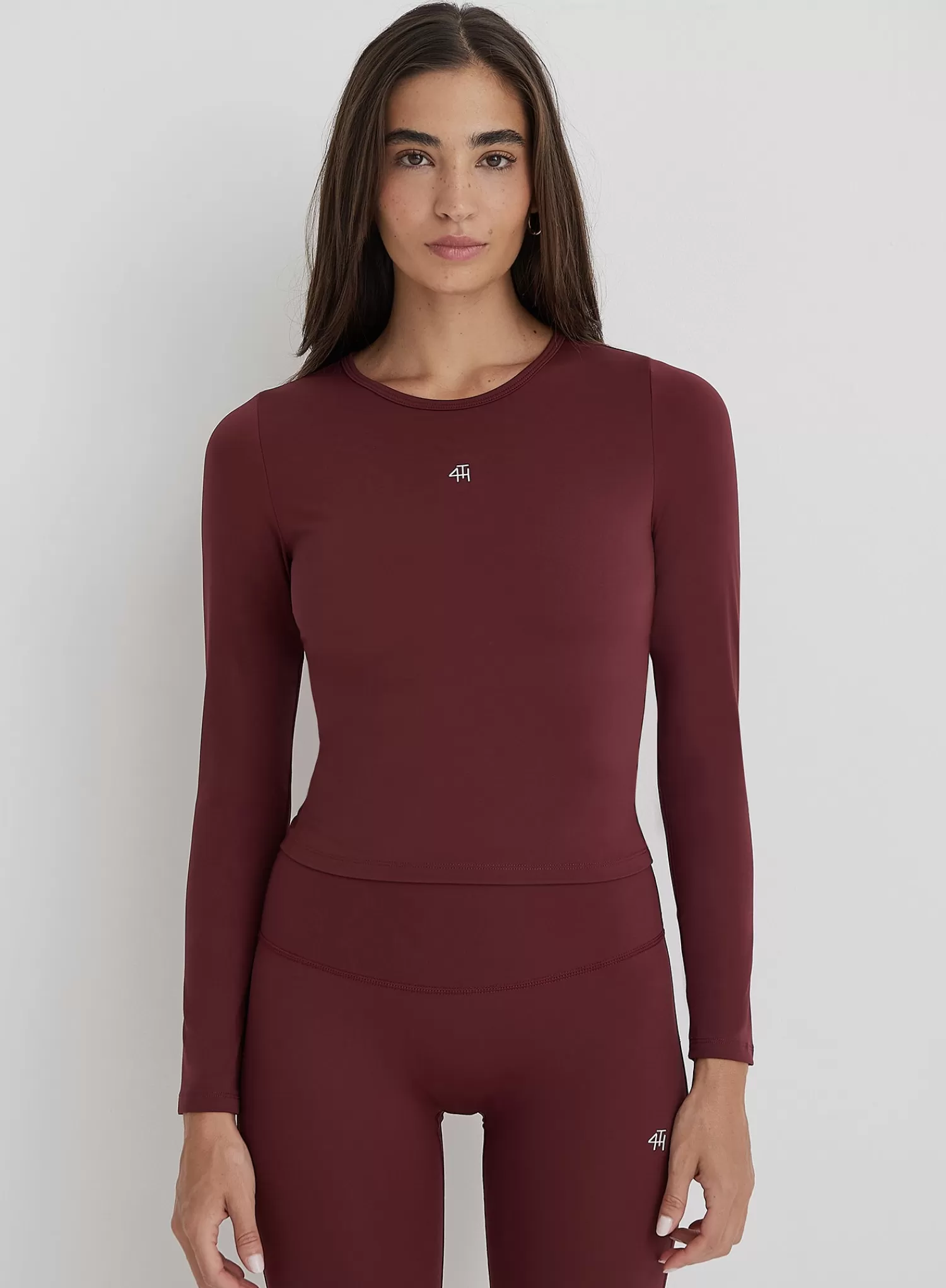 Burgundy 4th Branded Long Sleeve Active Top- Anni-4th & Reckless Outlet