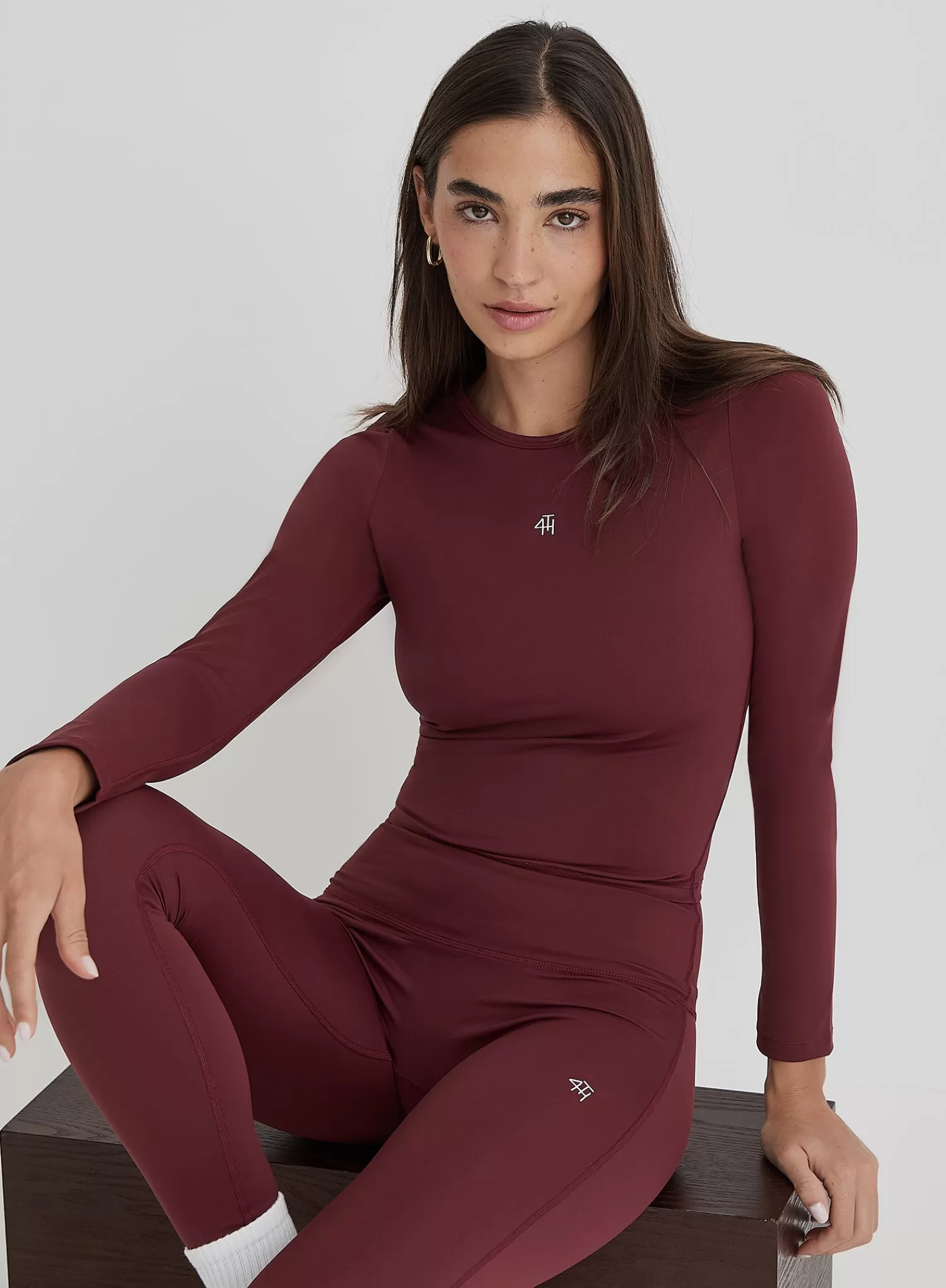Burgundy 4th Branded Long Sleeve Active Top- Anni-4th & Reckless Outlet