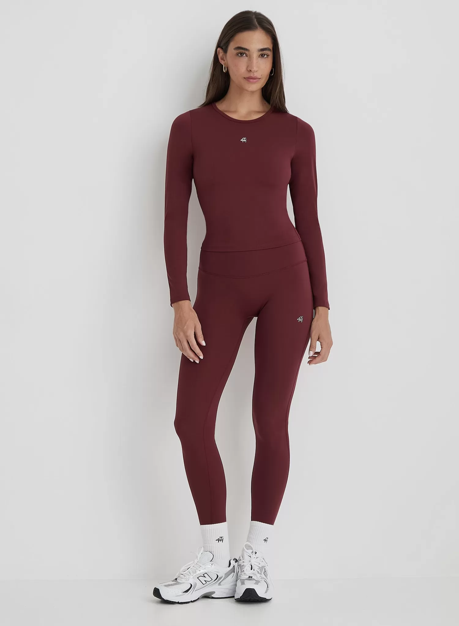 Burgundy 4th Branded Long Sleeve Active Top- Anni-4th & Reckless Outlet