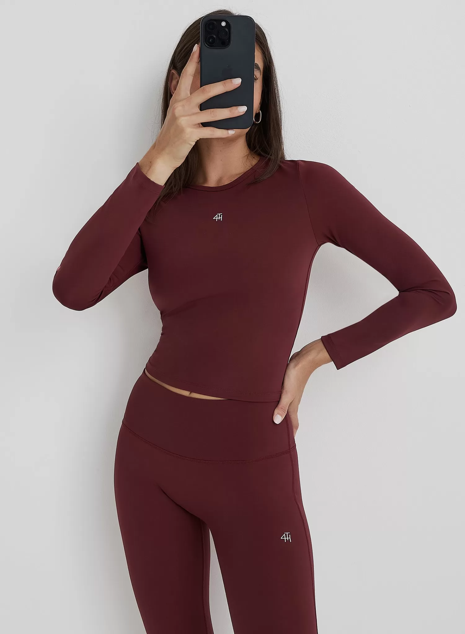 Burgundy 4th Branded Long Sleeve Active Top- Anni-4th & Reckless Outlet