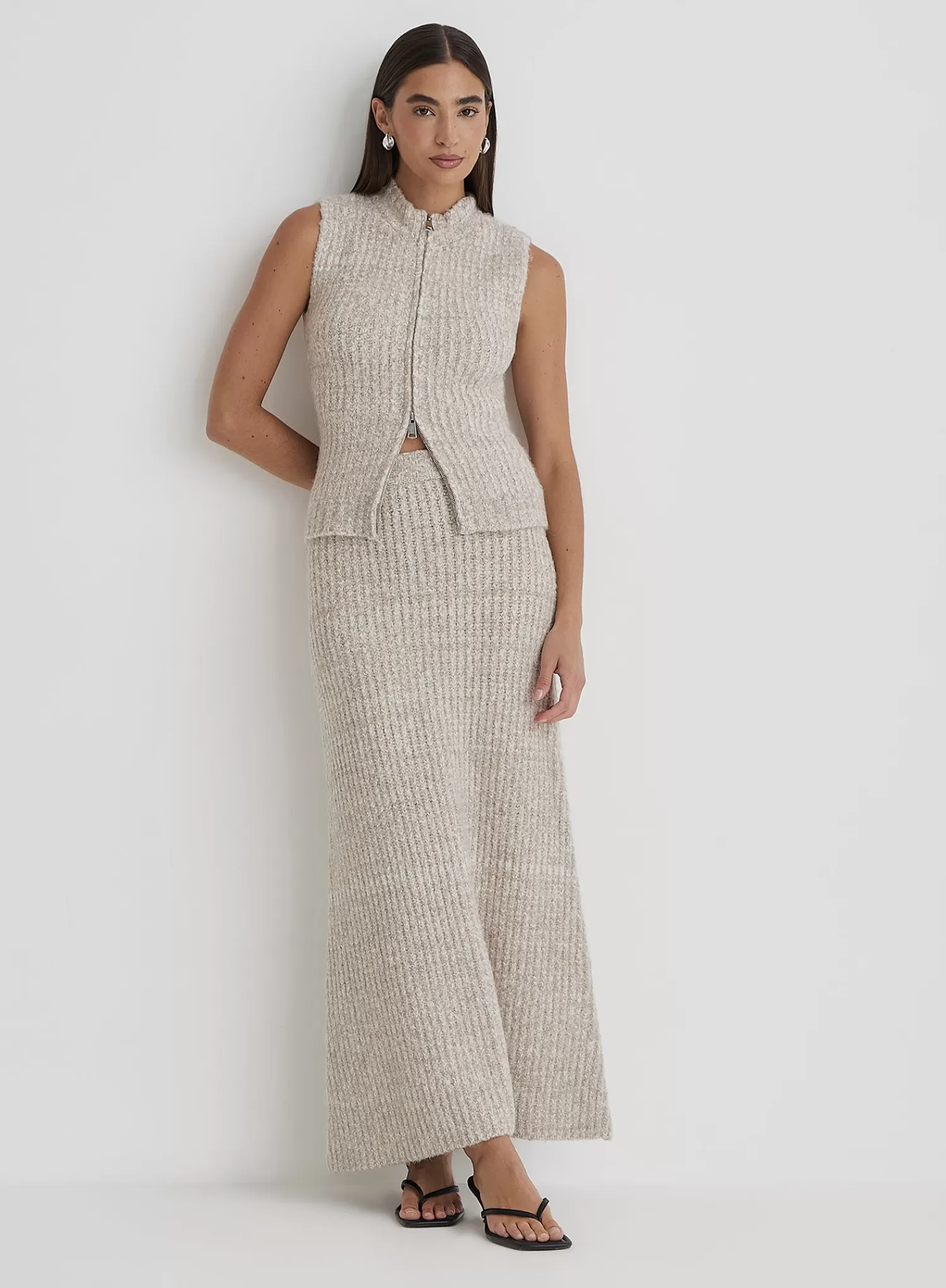 Camel Knitted Maxi Skirt- Brandy-4th & Reckless Fashion